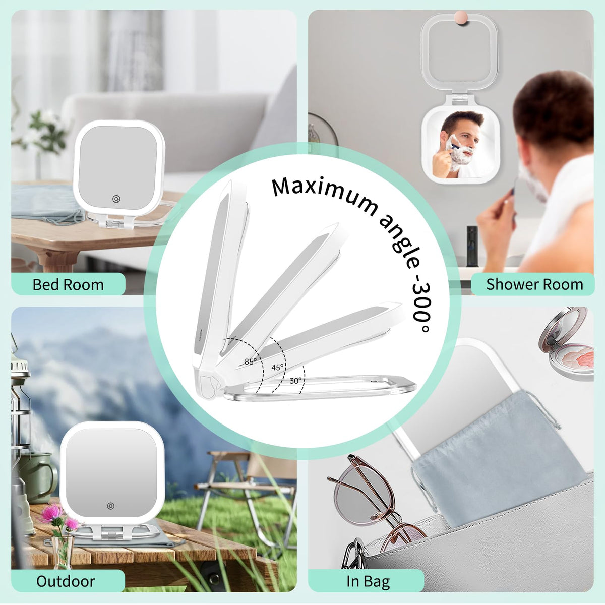 7 Rechargeable Travel Makeup Mirror 30X Magnification - FASCINATE Official Imagery - 8
