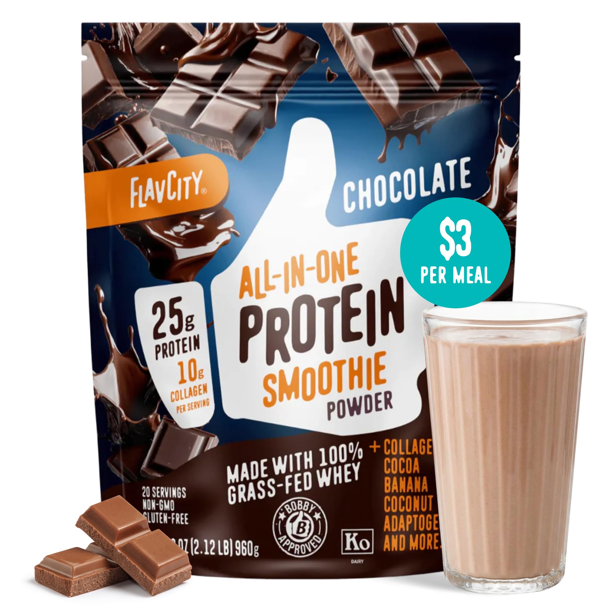 FlavCity Chocolate All in One Protein Shake Powder - On the Go Me - FlavCity Official Product View 1