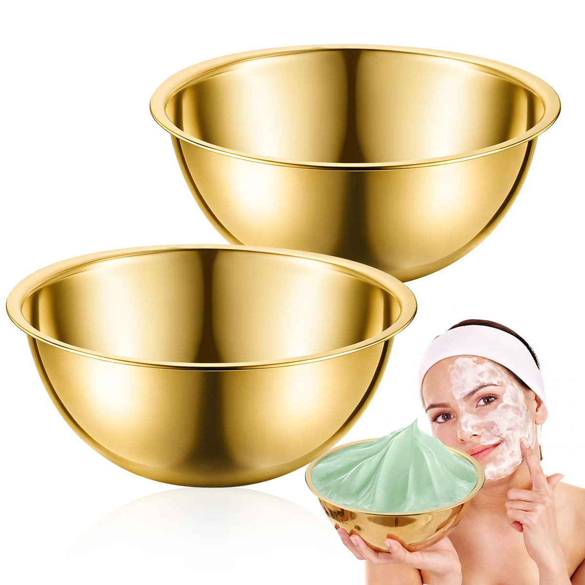 Teenyyou 2 Pcs 8 Inch Stainless Steel Esthetician Bowls Rose - Teenyyou Official Imagery - 8