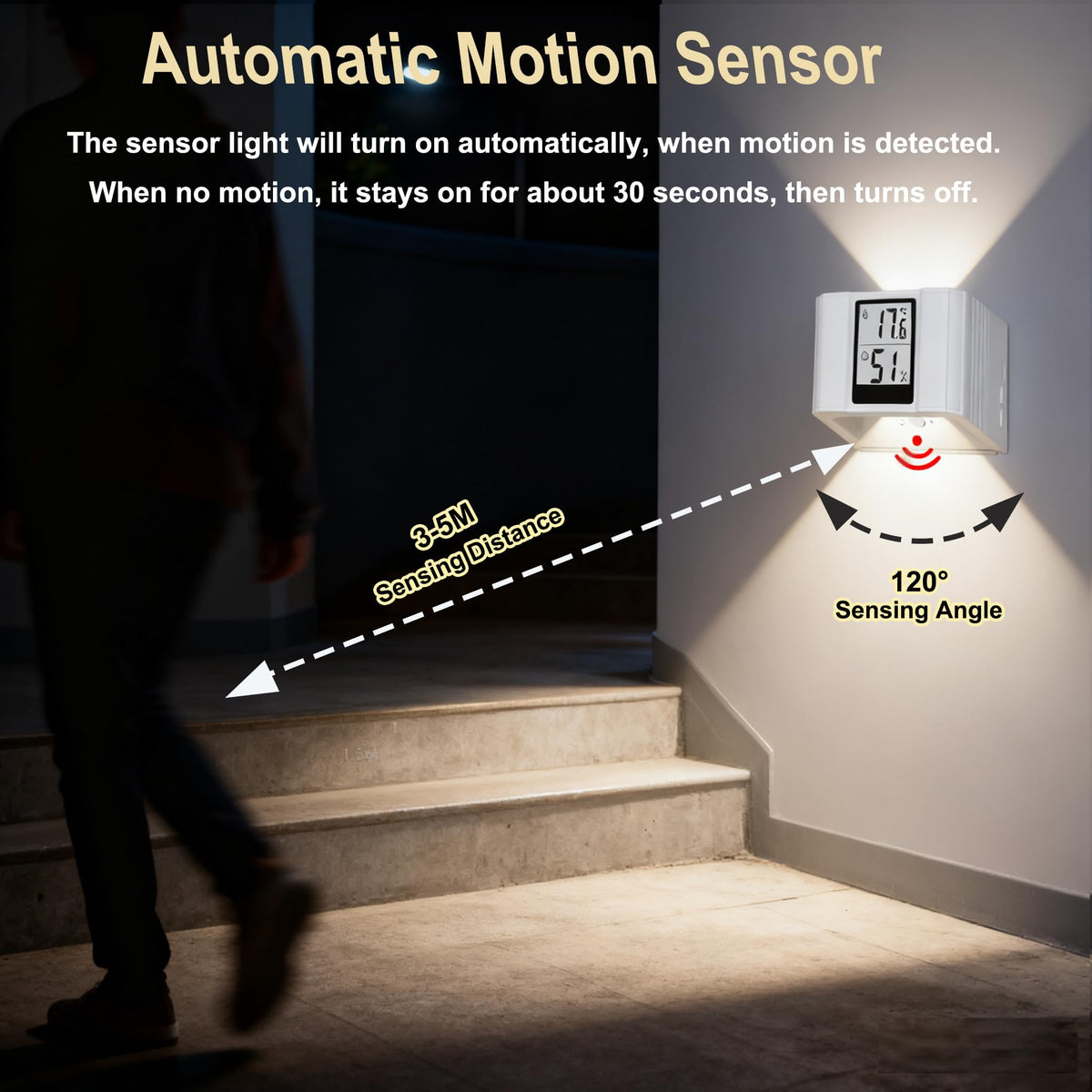 Smart Sensor Wall Lamp Control 3 Colors Wireless Wall Light - UWDESY Official Imagery - 3