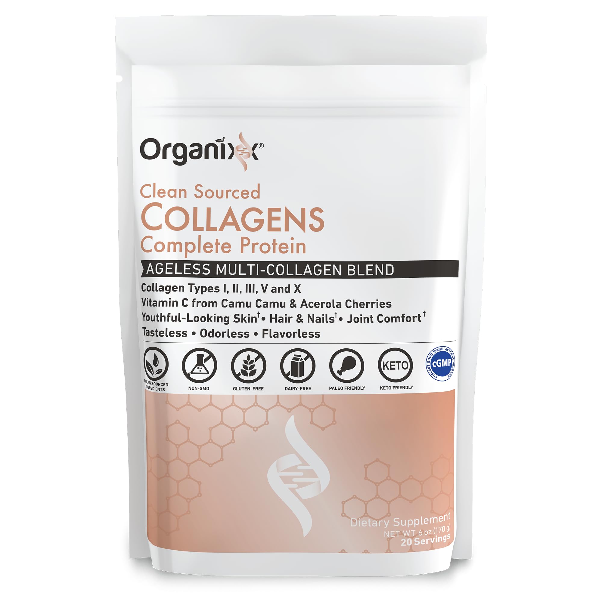 Organixx Clean Sourced Collagen Peptides 5 Types 30 Servings - Organixx Official Imagery - 3