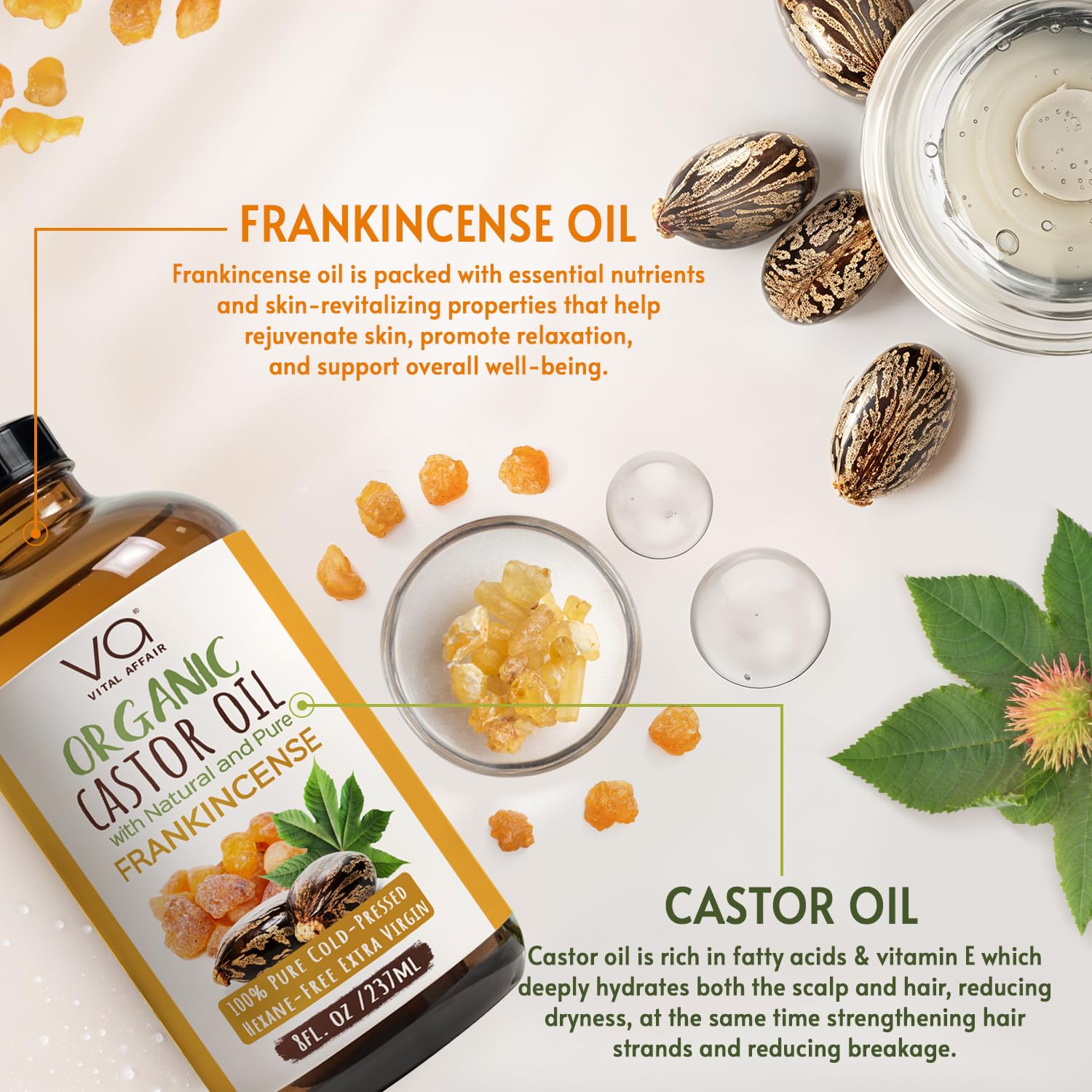 VITAL AFFAIR Organic Castor Oil with Frankincense Oil Glass Bottle For Face & Hair - VITAL AFFAIR Official Product View 4