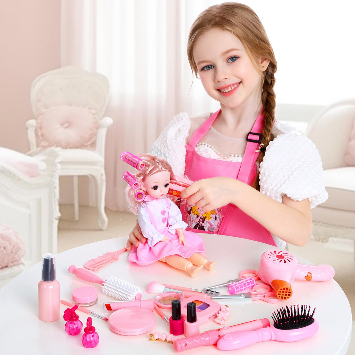 Hair Salon Toys for Girls 39 Pcs Pretend Play Makeup Toys - Hapgo Official Imagery - 3