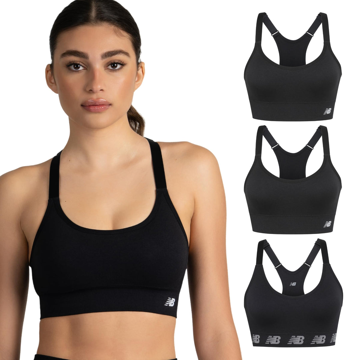New Balance 3 Pack Seamless Sports Bras for Women Cami - New Balance Official Imagery - 1