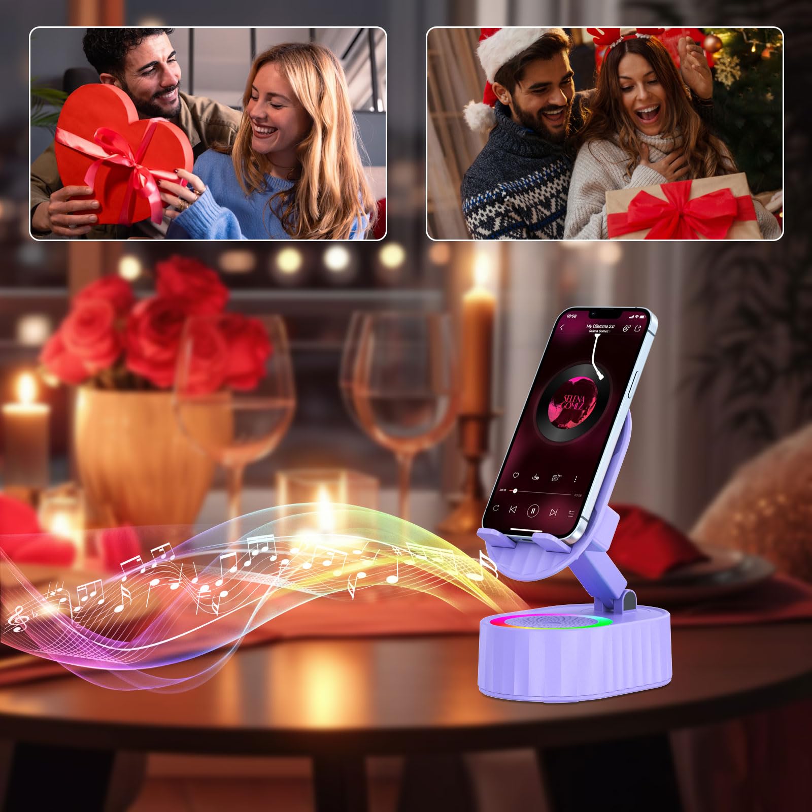 AKLLCCR Wireless Induction Bluetooth Speaker 5in1 Phone Holder Sp by AKLLCCR - Angle View 7