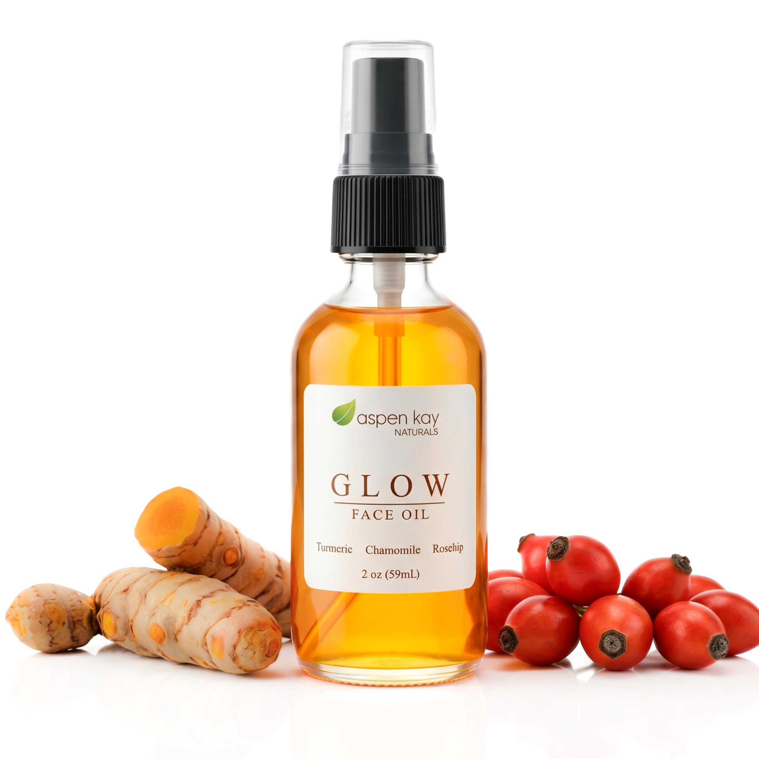 Glow Turmeric Face Oil Organic Rosehip Oil Camellia Vitamin - Aspen Kay Naturals Official Imagery - 2