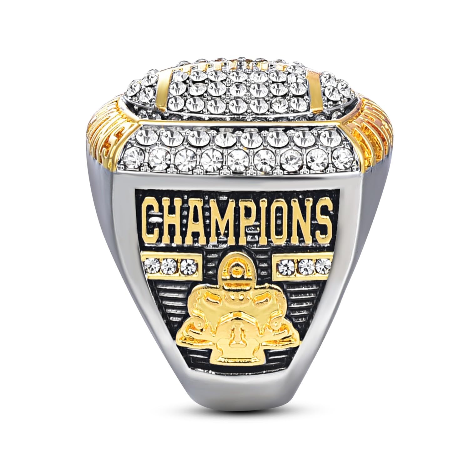 Football Championship Ring Crystal Rhinestone Two-Tone