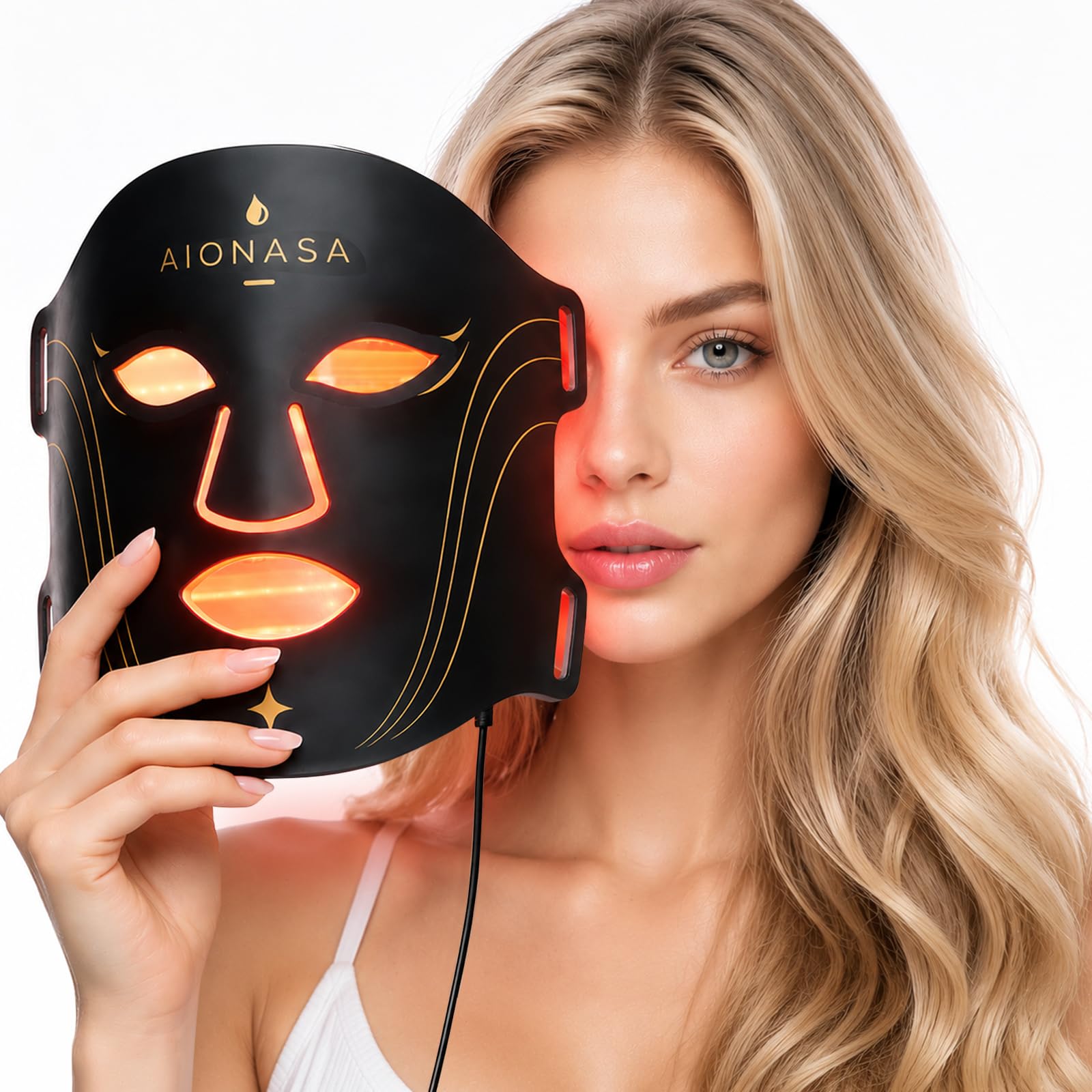 FDA-Cleared Red Light Therapy Mask for Face, 850nm NIR for Acne - Product Imagery