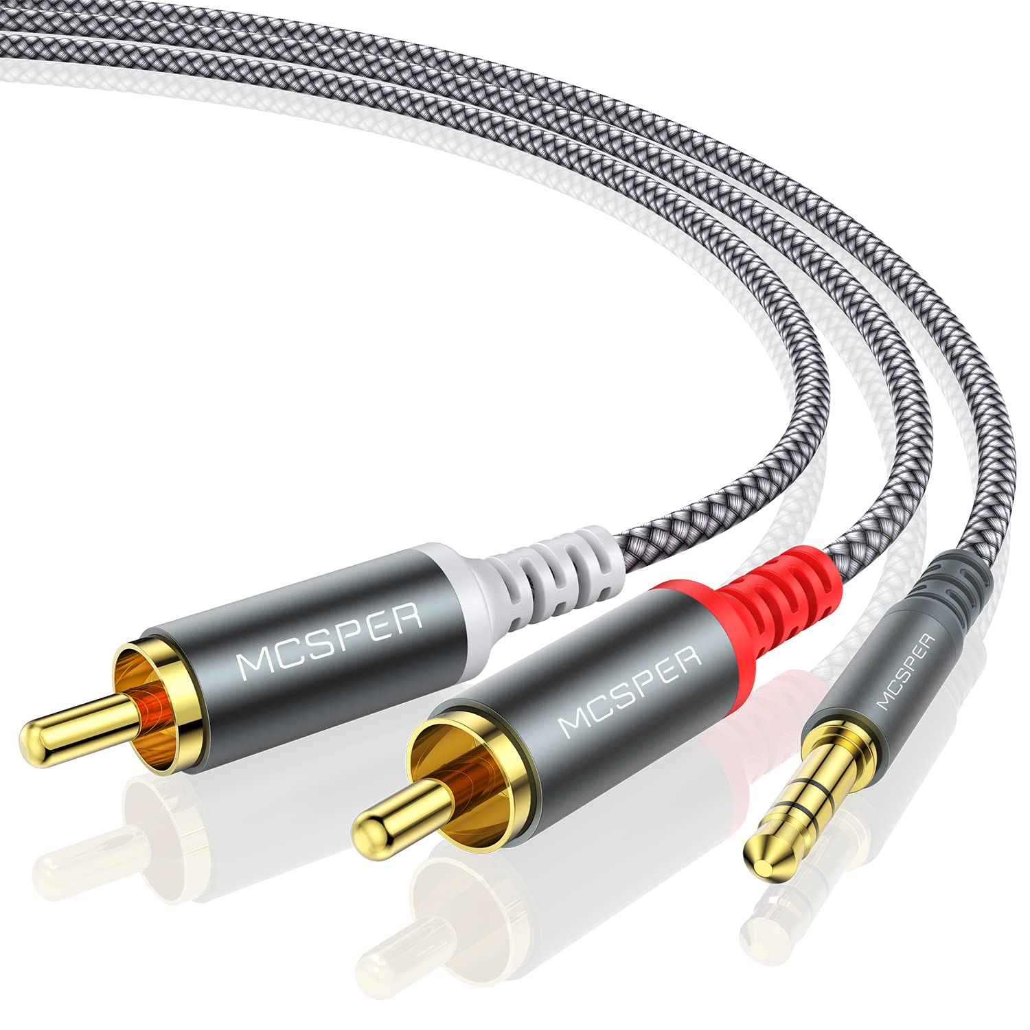 MCSPER RCA to 3.5mm AUX Cable,   3.5 mm 1/8 to RCA 2-Male Headpho by MCSPER - Angle View 1