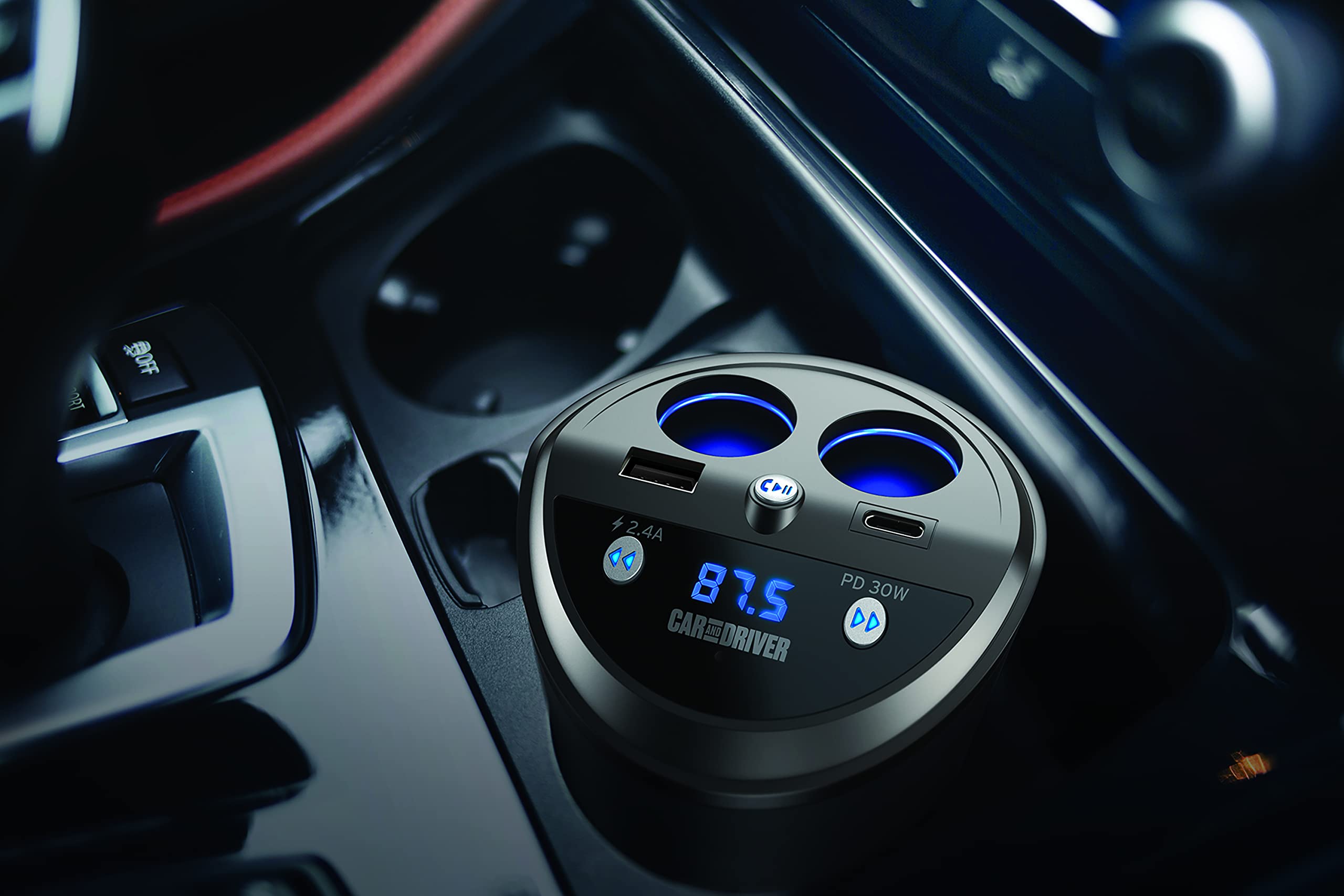 Car and Driver Smart FM Transmitter Bluetooth Cup Holder, Compati by Car and Driver - Angle View 2