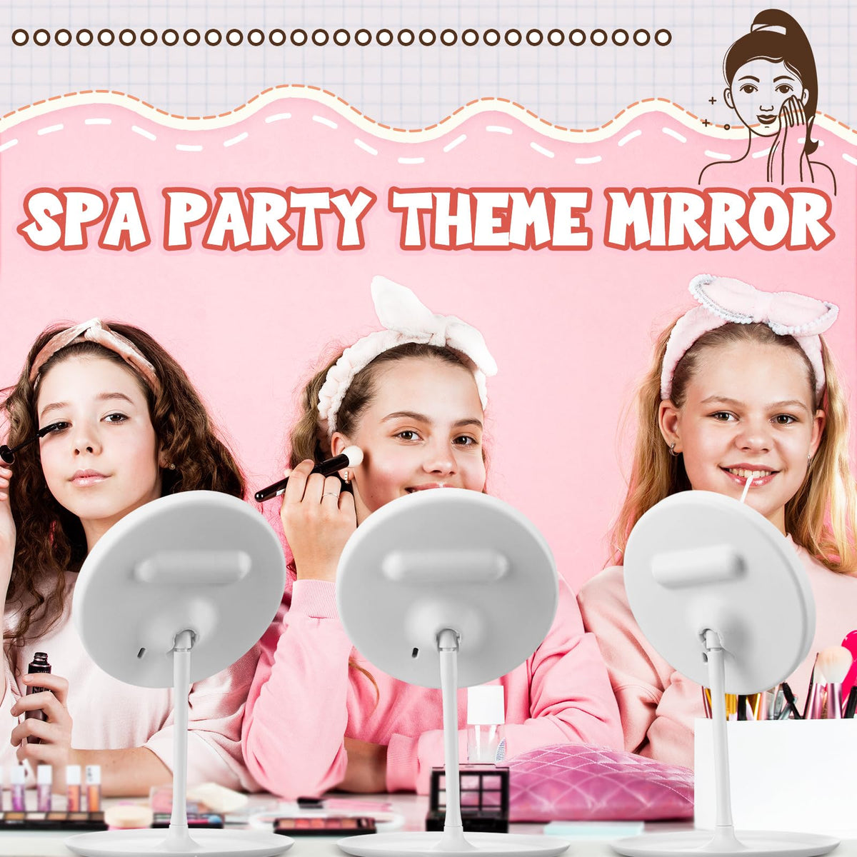 DoubleFill 6 Pcs Spa Party Mirrors Gifts Bulk Sleepover - DoubleFill Official Imagery - 6