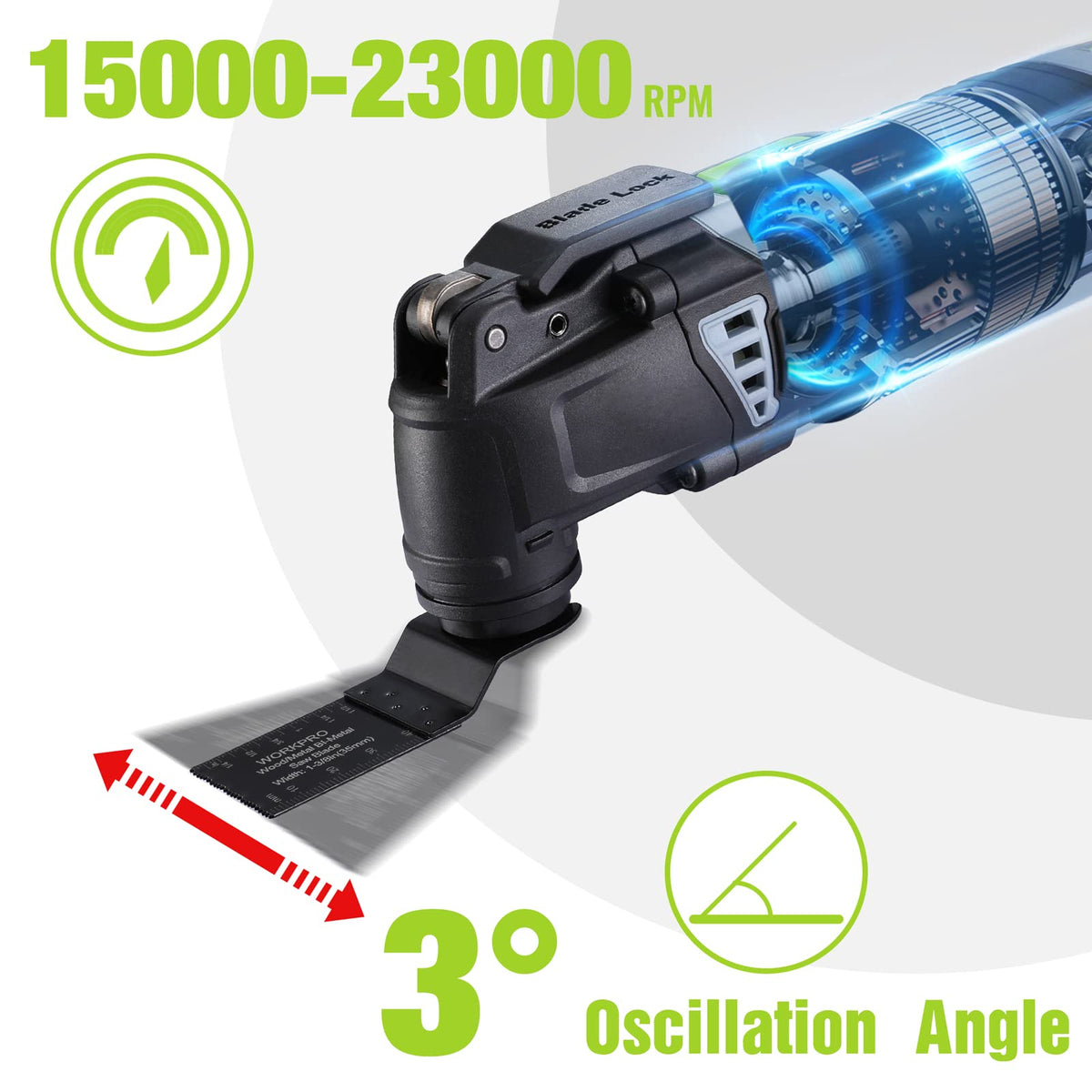 WORKPRO 3 0 Amp Corded Oscillating Multi Tool Kit - WORKPRO Official Imagery - 6