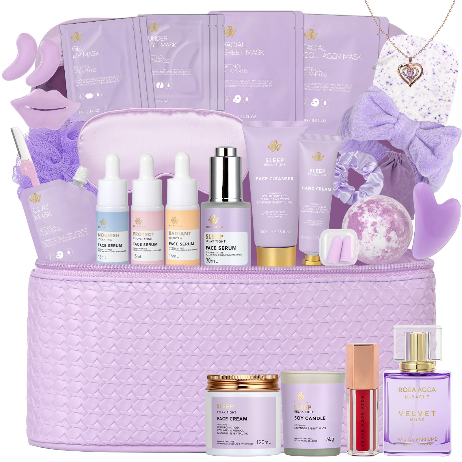 Gifts for Women, Gifts Basket for Women, 25 Pcs Rose Bath &amp; - RA ROSA ACCA