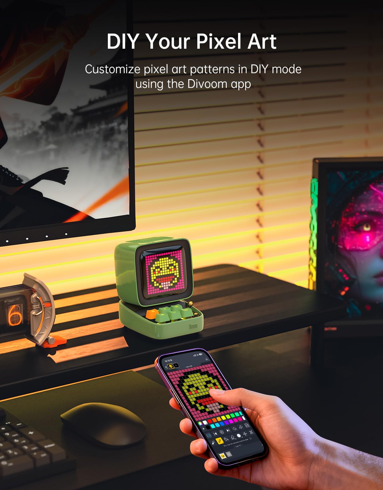 Divoom Ditoo Pro Retro Pixel Art Game Bluetooth Speaker with 16X16 LED App Contr - Divoom Official Product View 4