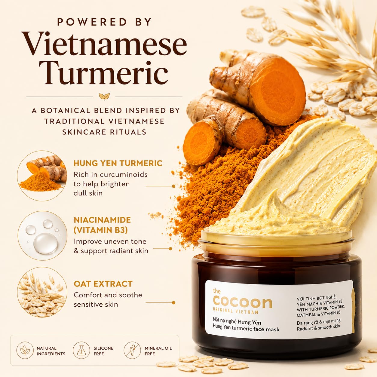 COCOONORIGINAL Vietnam Hung Yen Turmeric Face Mask 100ml / 3.38 - COCOONORIGINAL