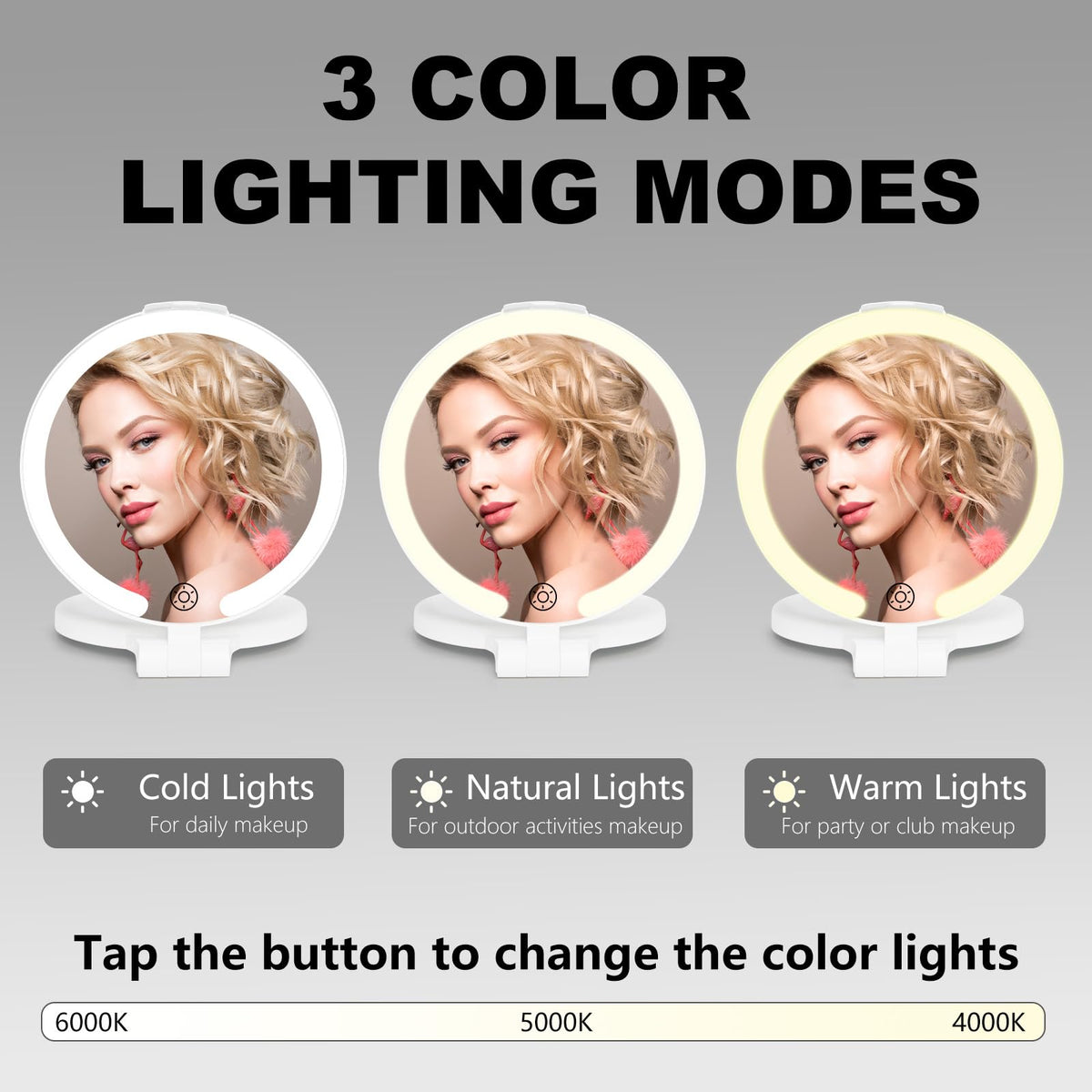 96 LEDs Folding Rechargeable and 10x Magnification Makeup - VANRIOS Official Imagery - 6