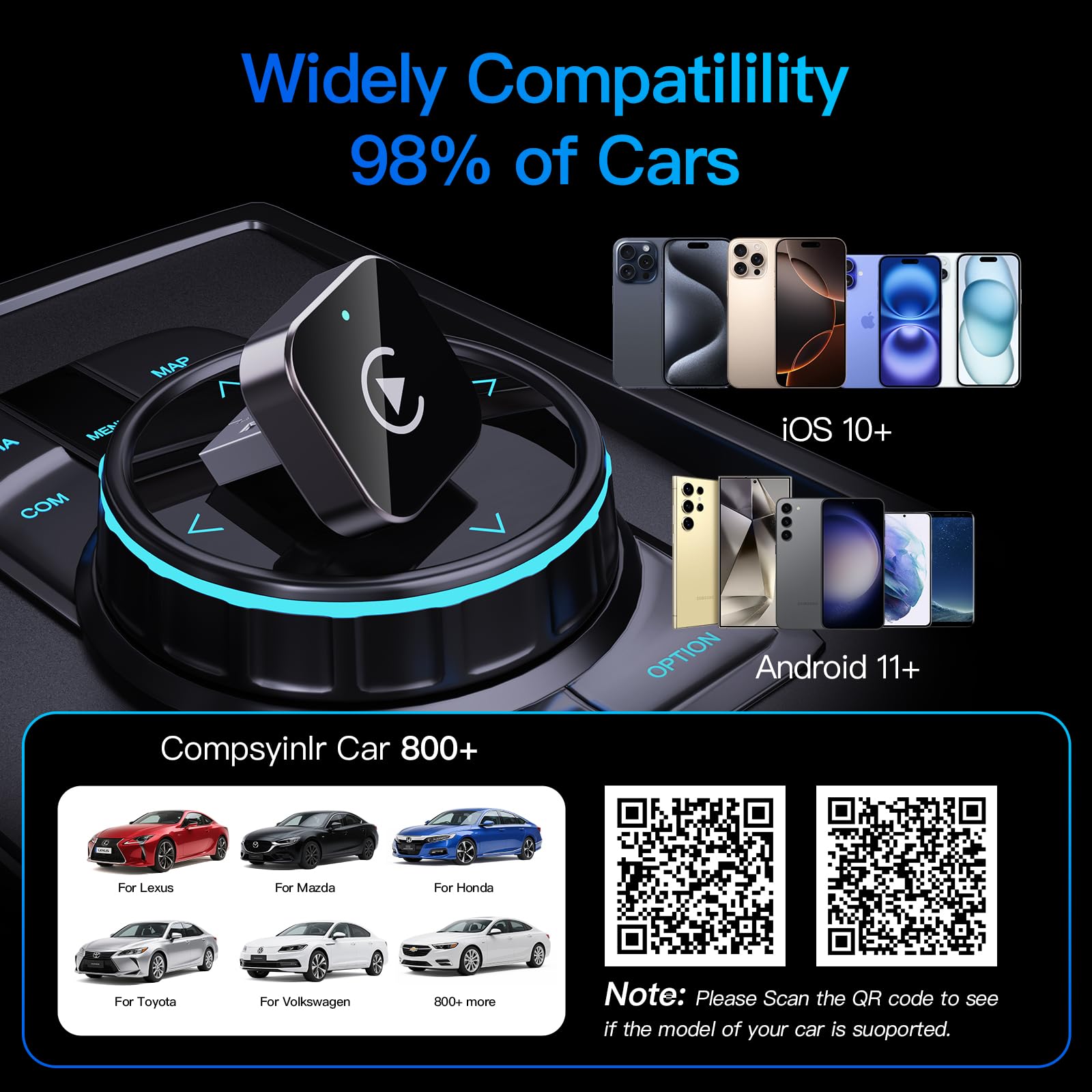Butook   2 in 1 Wireless CarPlay Adapter for Apple iPhone＆Android by Butook - Angle View 4