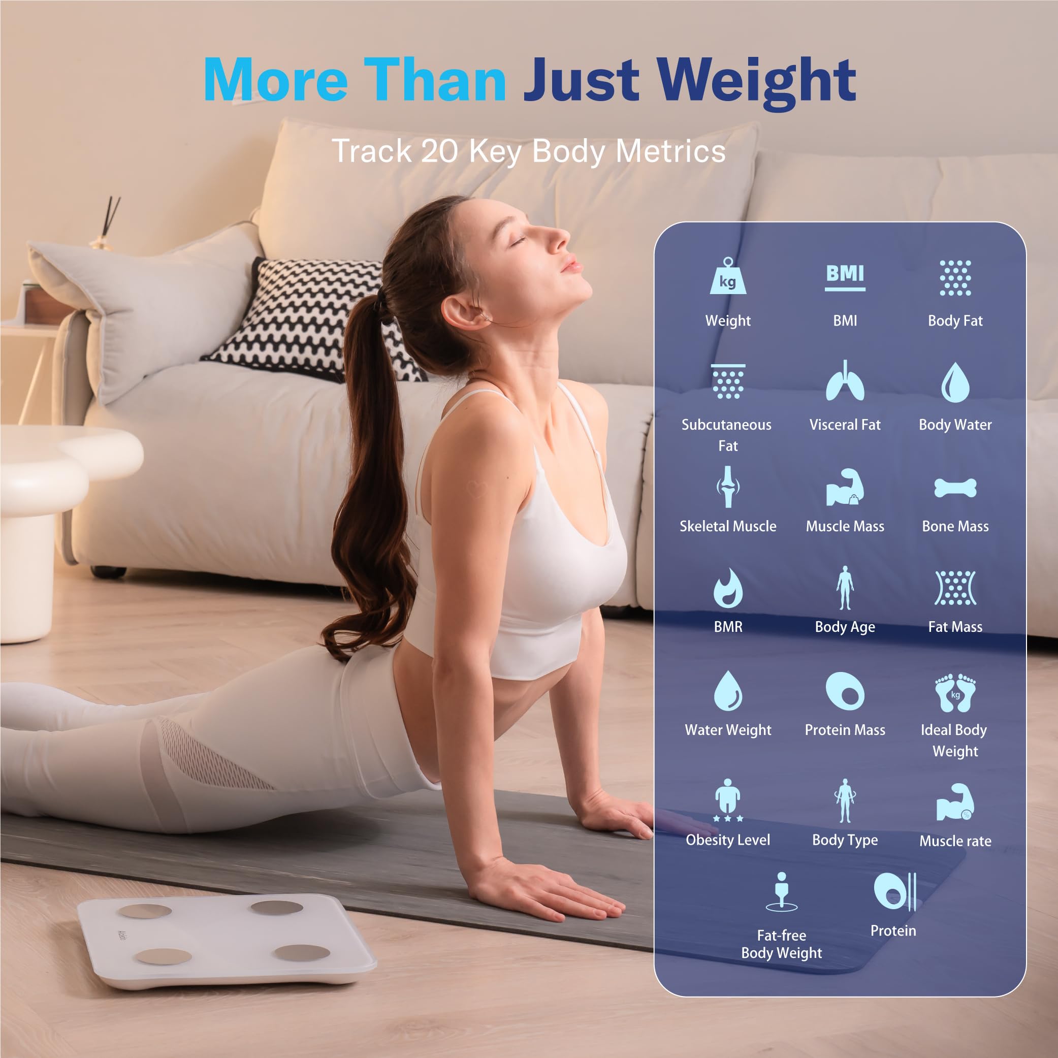 Alcedo Smart Body Fat Scale, Color-Changing Scale, Bluetooth, Whi - Alcedo Official Product View 5