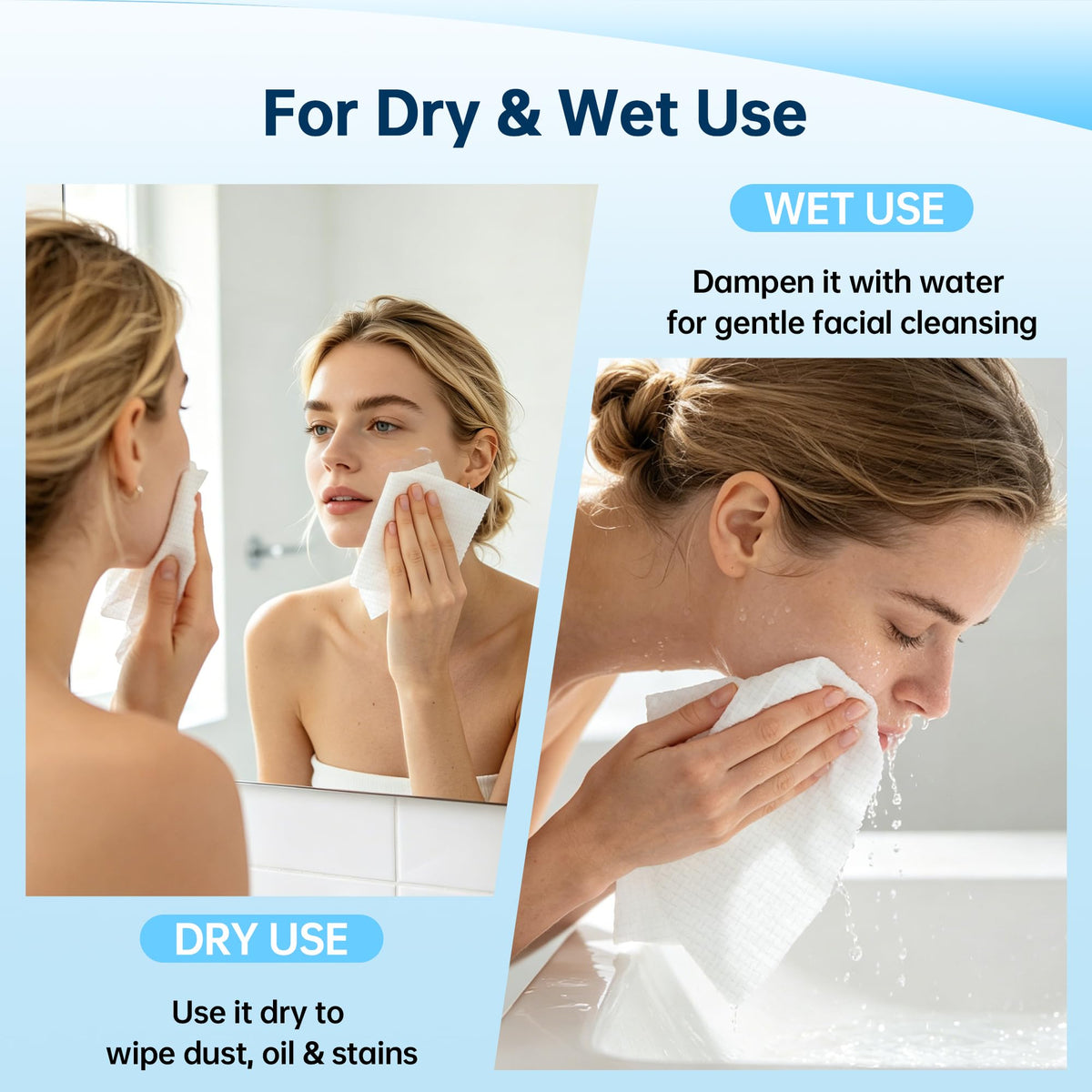 Face Towels 600 Count Disposable Biodegradable Face Towel - HOMERHYME Official Imagery - 4