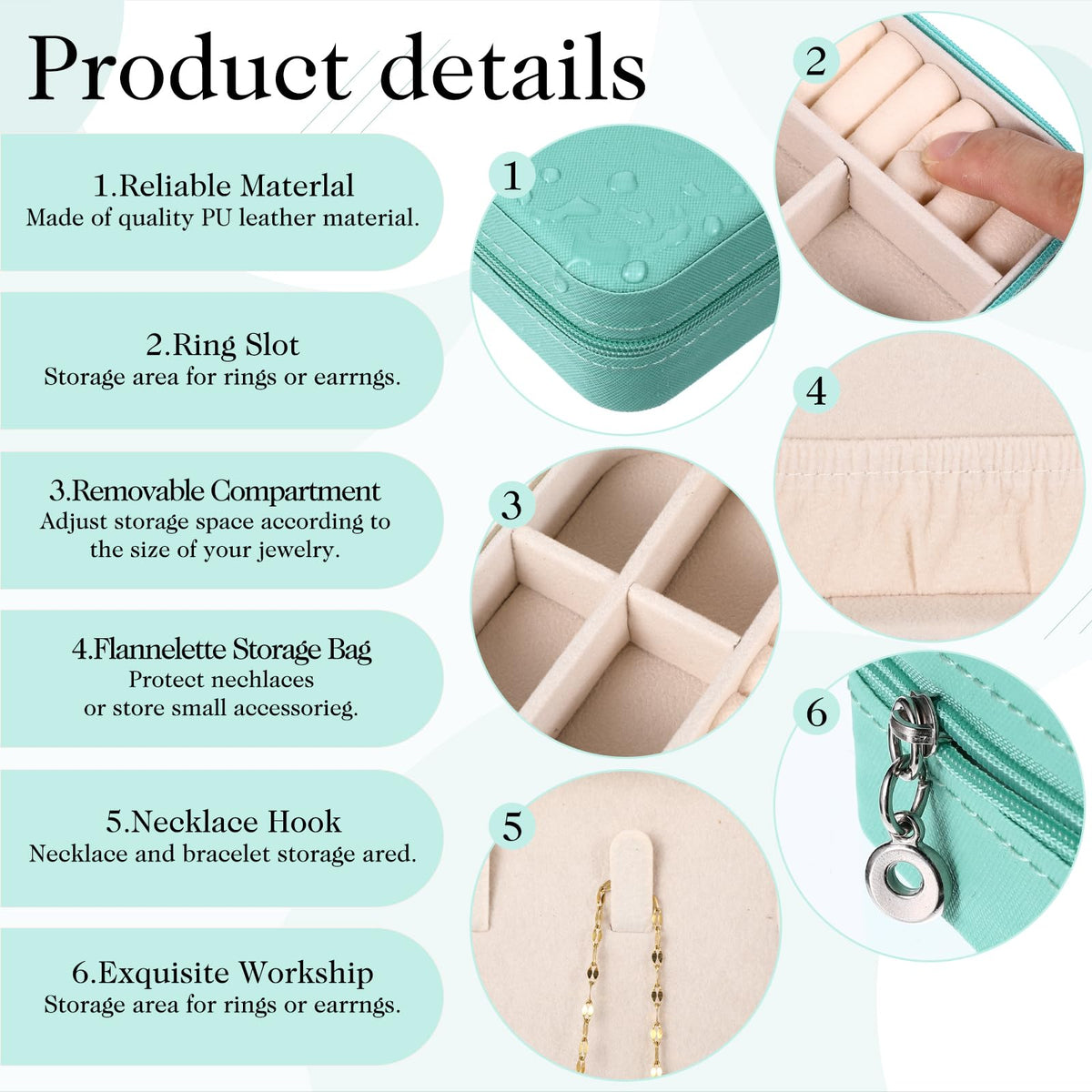 12 Pcs Mini Travel Jewelry Case Bridesmaid Proposal Gift - MAQUITA Official Imagery - 4