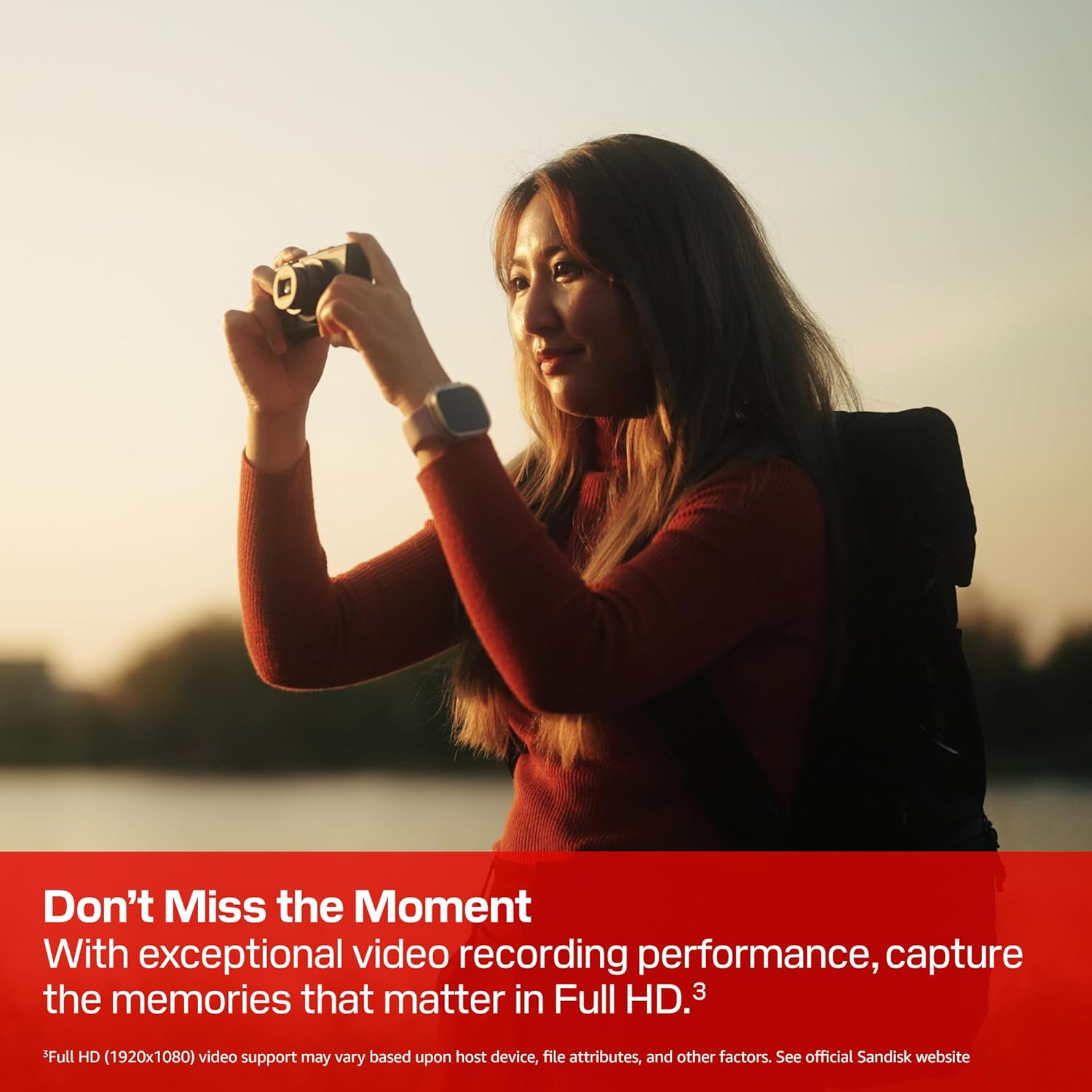 SanDisk 128GB Ultra SDHC UHS-I and SDXC UHS-I memory cards with up to 195MB/s read speed, shown in the image.