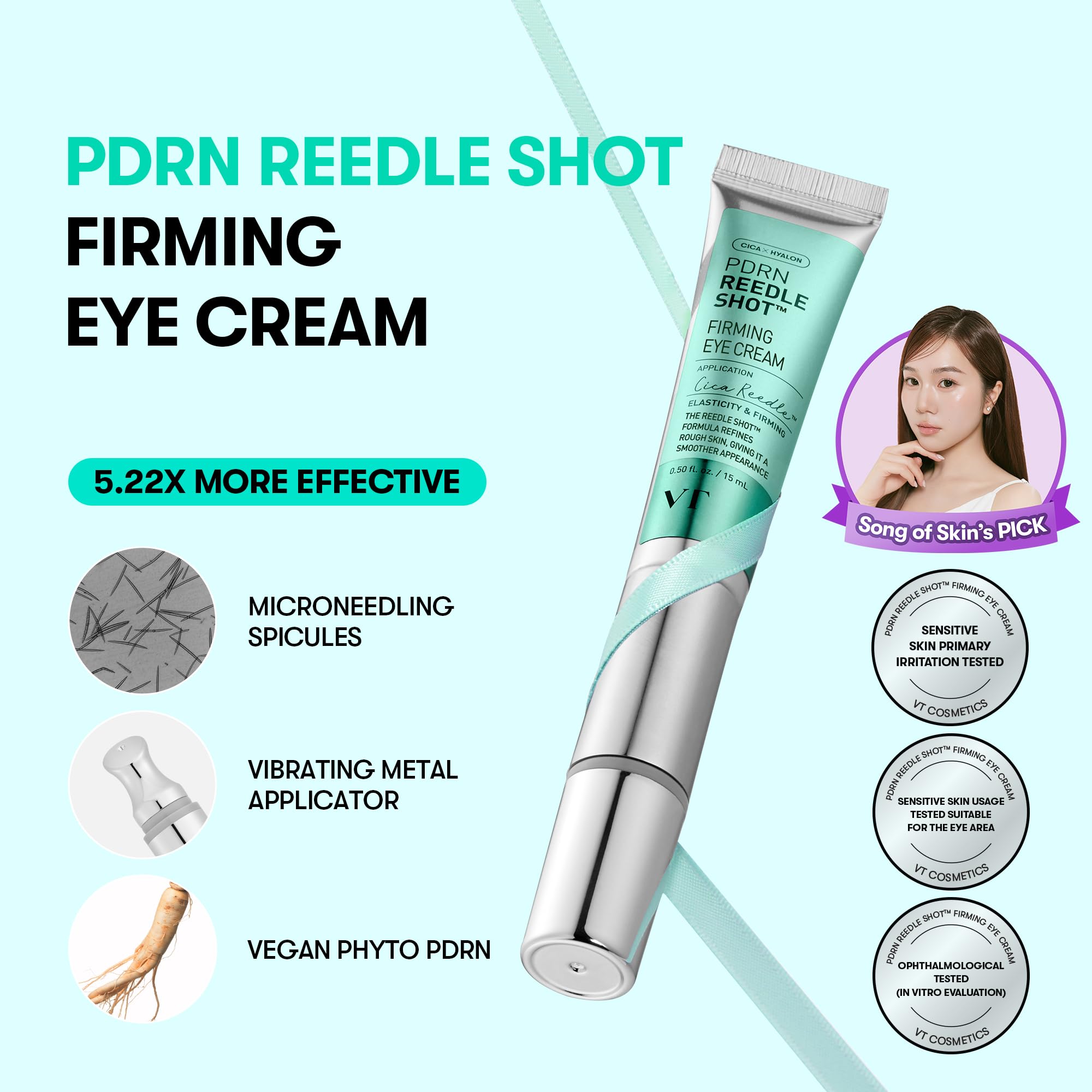 VT COSMETICS PDRN Reedle Shot Eye Cream, Vibrating Eye Applicator for Puffy - VT COSMETICS Official Product View 3