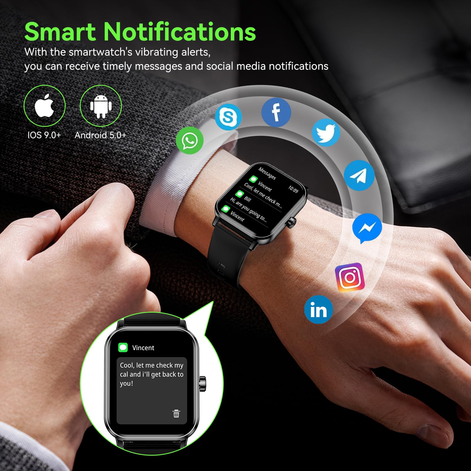 QONBINK Smart Watch, 1.85" HD Fitness Tracker with Bluetooth Calls, 5 - View 3