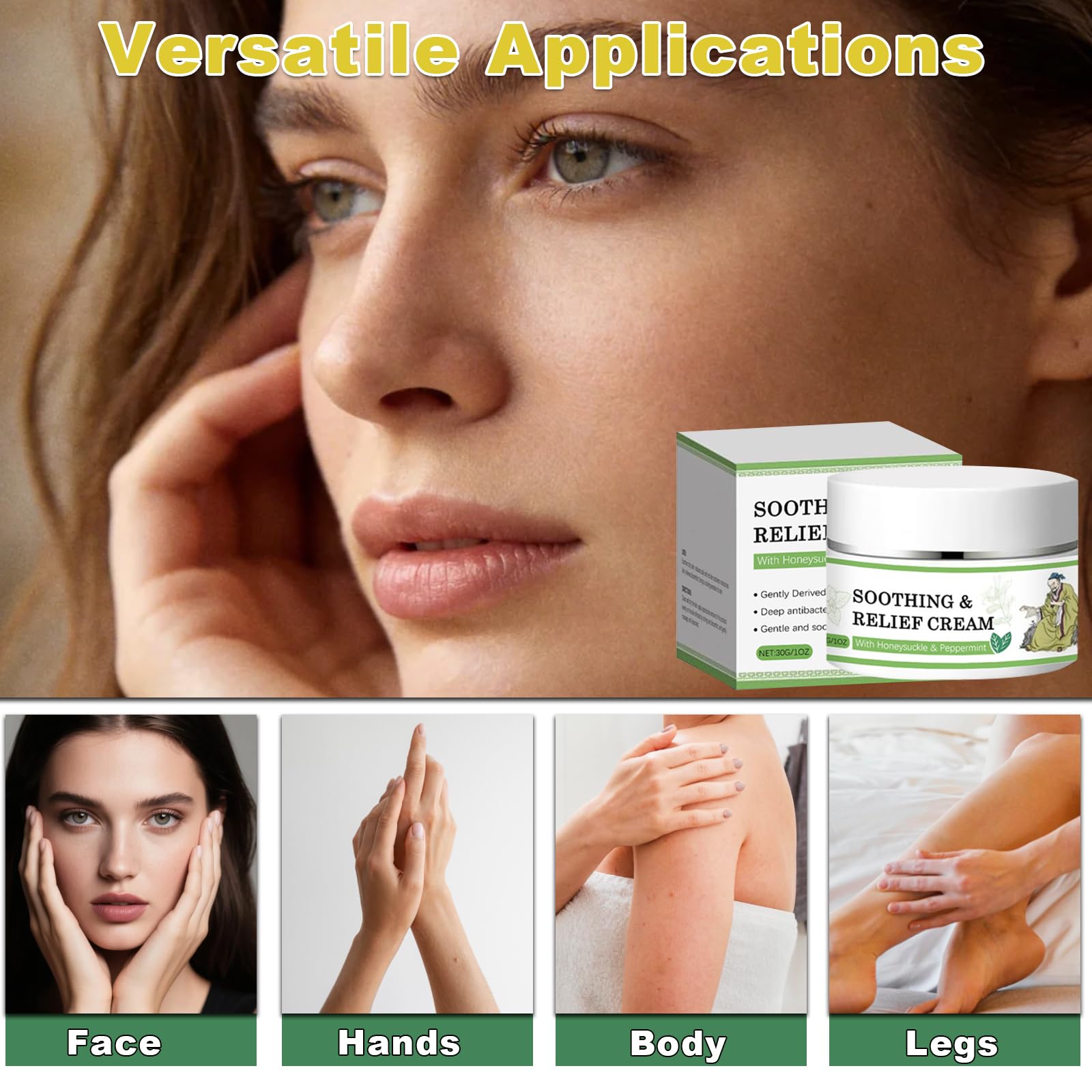 3 Pcs Soothing Relief Cream,Natural Hydrating & Cooling Ointment,30g/1.06oz