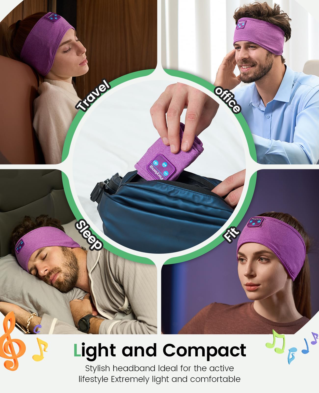 Perytong Sleep Headphones Tech Gadgets Bluetooth Headband for Women He - View 8