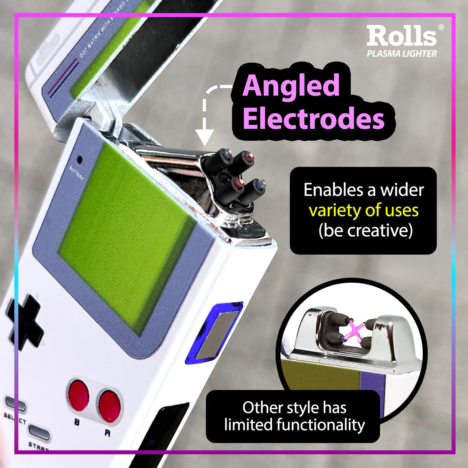 Rolls Electric Lighter - Cool Lighters - Retro Gamer Gifts for Me by Rolls Plasma Lighter - Angle View 4