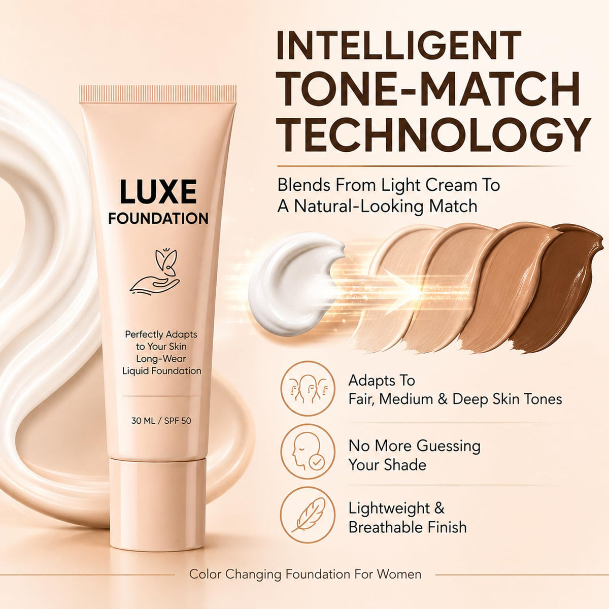 for Women Color Changing Foundation Hyaluronic Acid Vitamin - LUXE FOUNDATION Official Imagery - 6