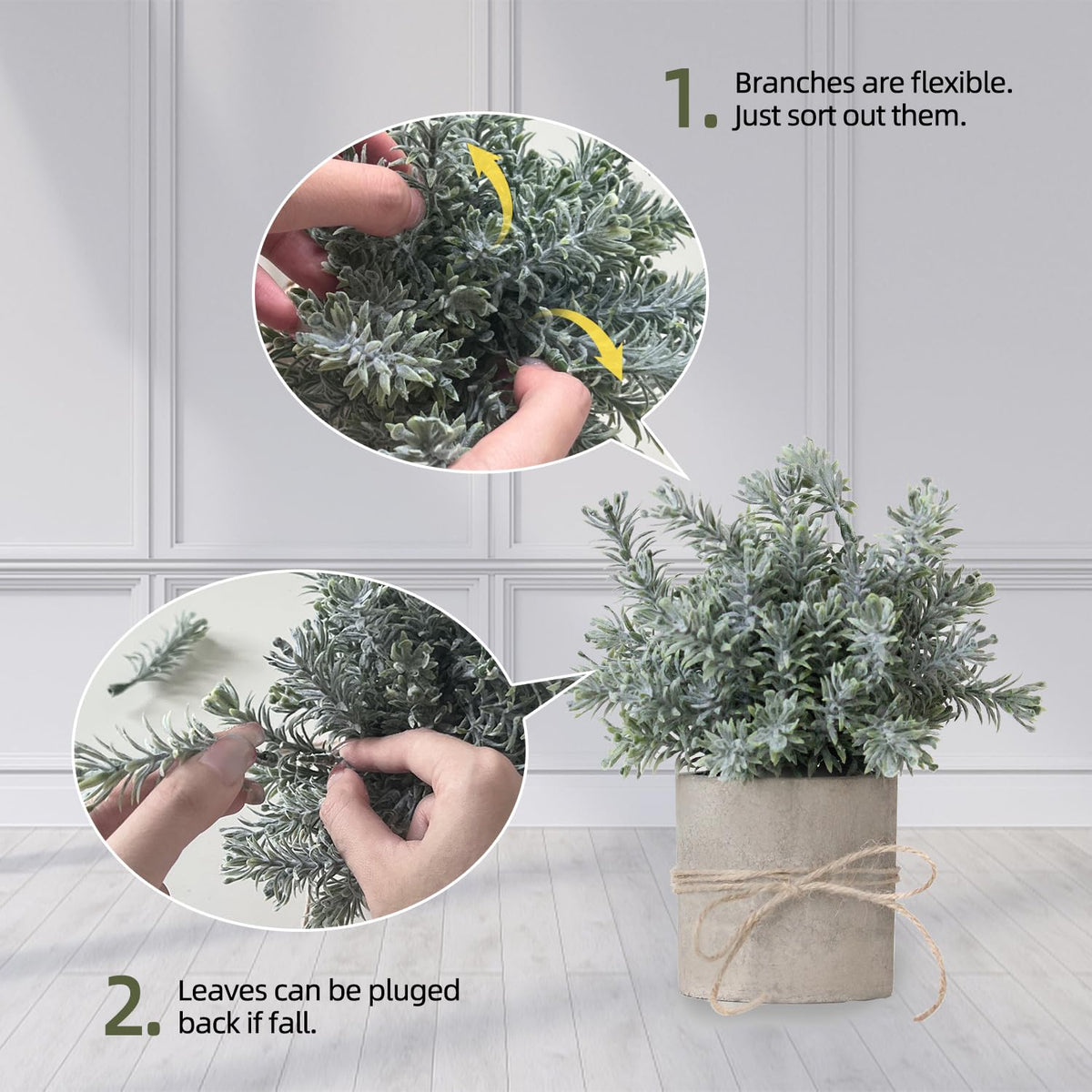 4 Pack Small Fake Plants in White Pulp Pot for Home Decor - PENGYEE Official Imagery - 7