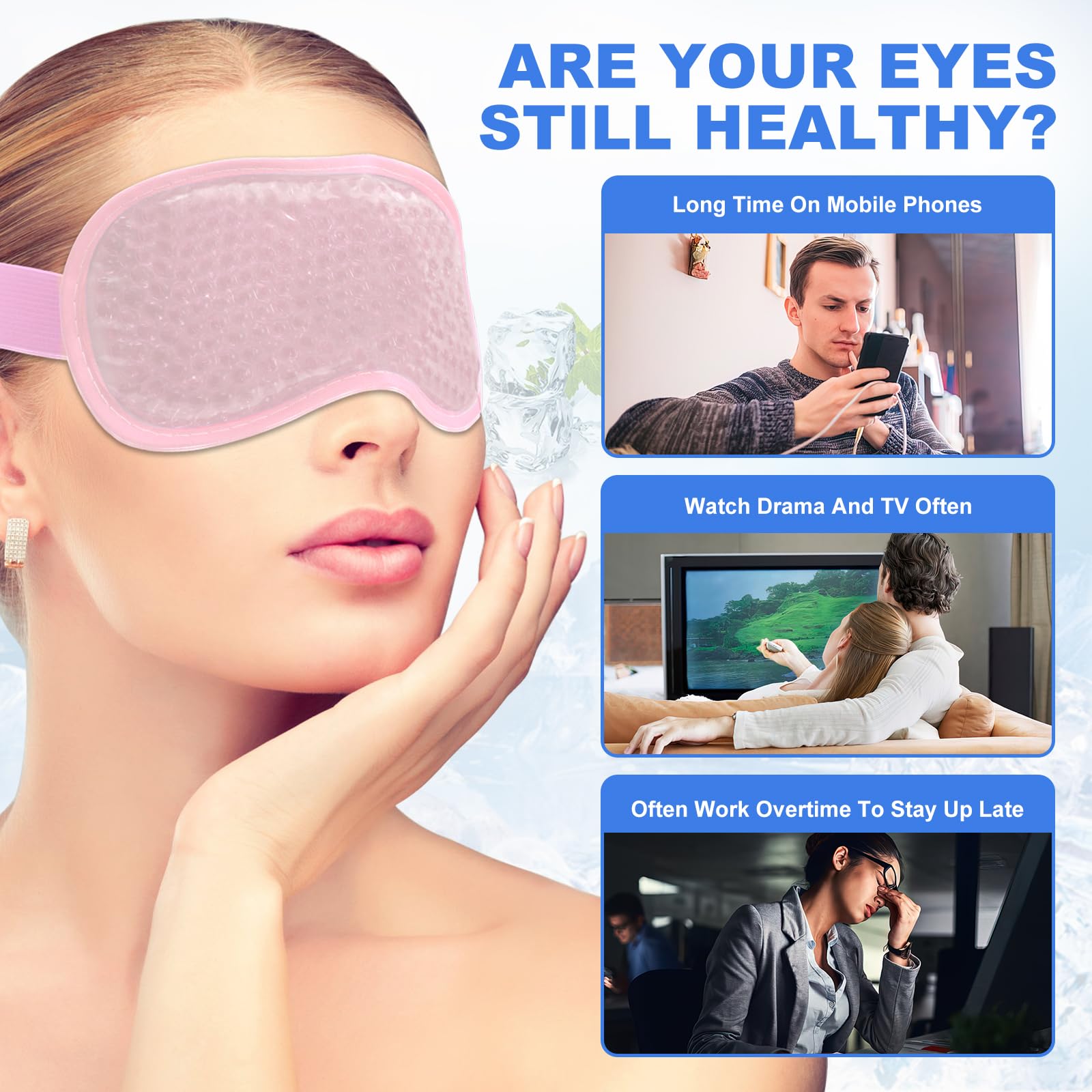 Candyfouse 2-Pack Cooling Gel Eye Mask for Puffiness & Stress Relief