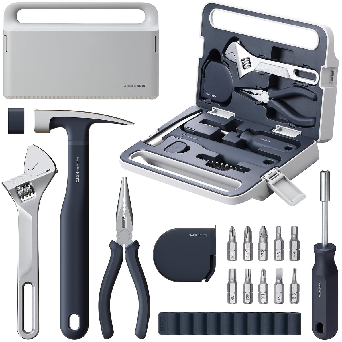 HOTO 16 Piece Home Tool Kit Basic Hand Set with Portable - HOTO Official Imagery - 1