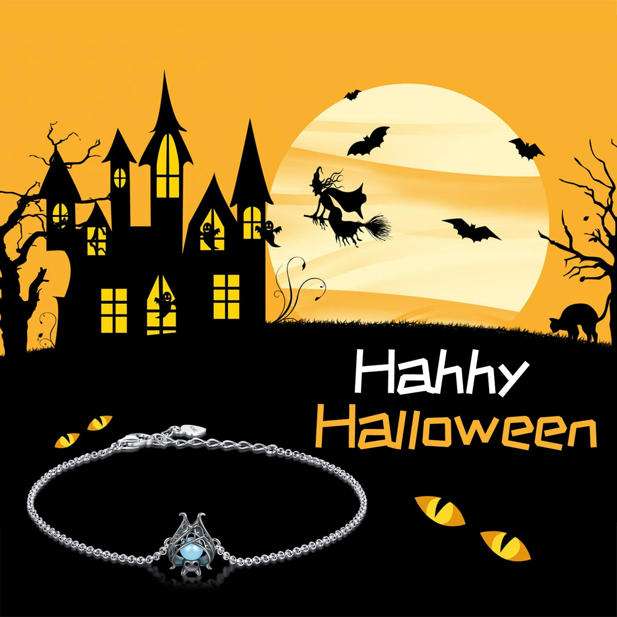Cute Bat Bracelet Sterling Silver Glowing in The Dark Animal - APOTIE Official Imagery - 3