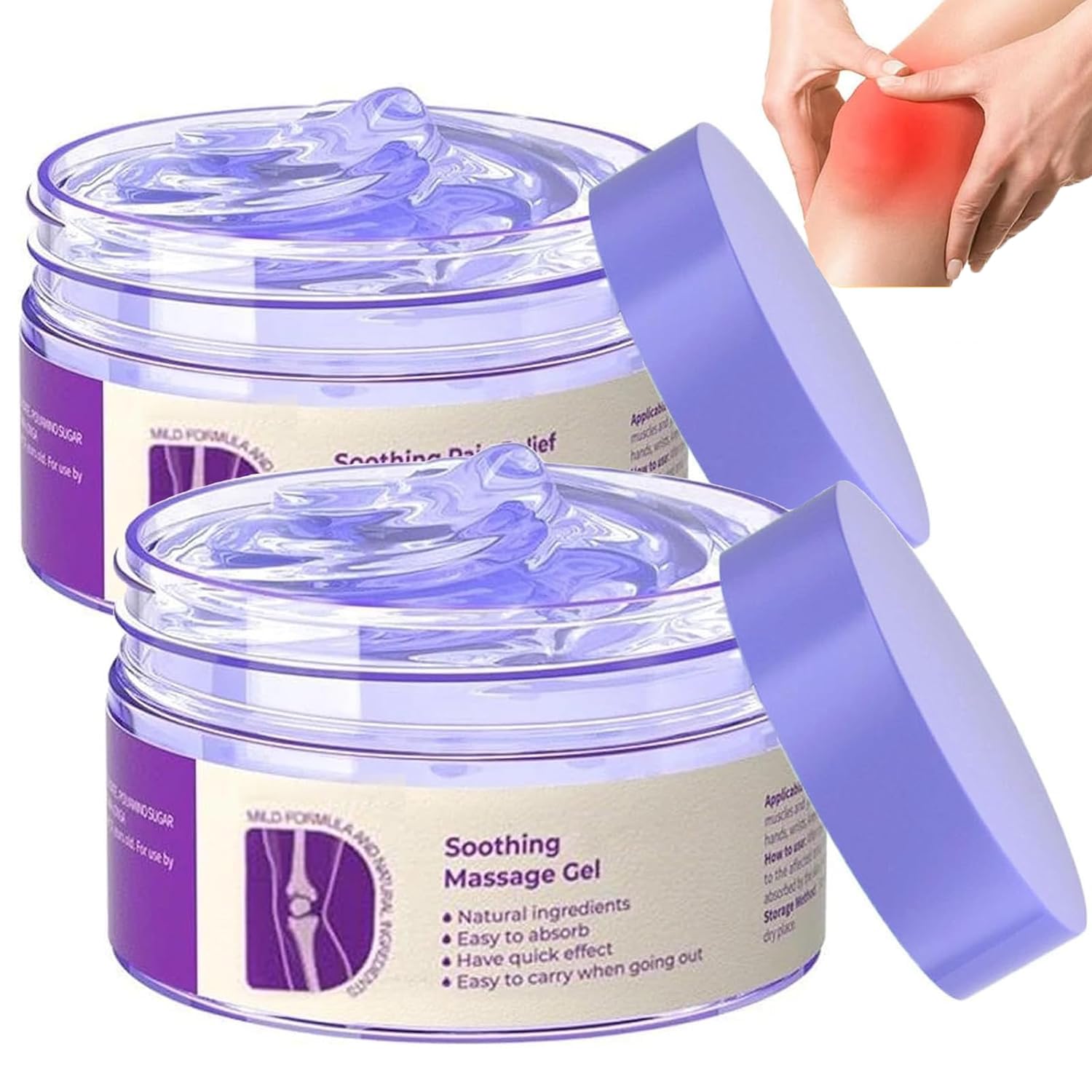 2 PCS Soothing Relief Massage Gel, Joint Gel Purple Gel Cooling Soothing Knees, Lumbar, Neck, Back, Shoulders, Hands, and Feet Body Ceams