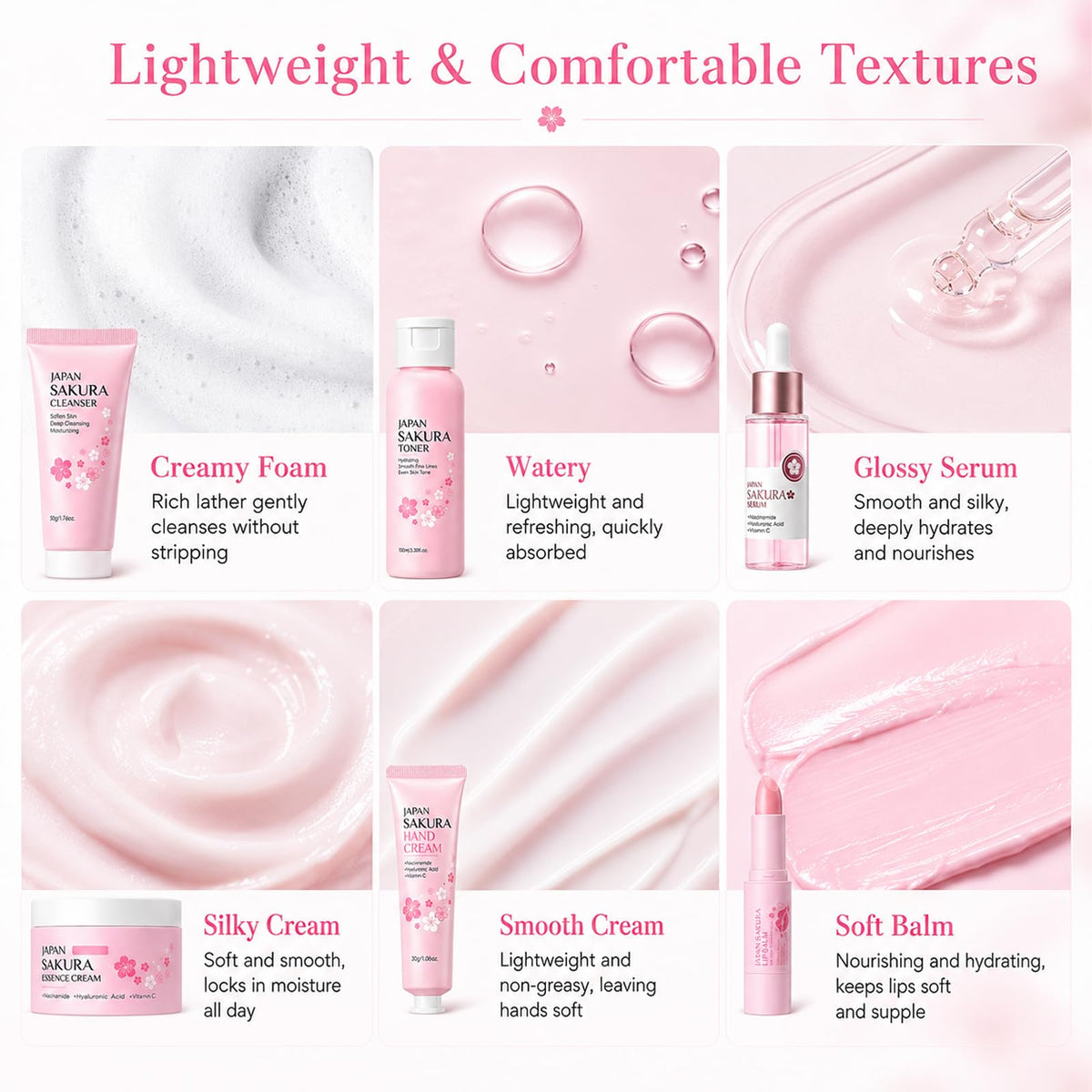 Sakura Skin Care Set for Kids Teen Girls 14 PCS Facial Skin - SHUNSHI Official Imagery - 6
