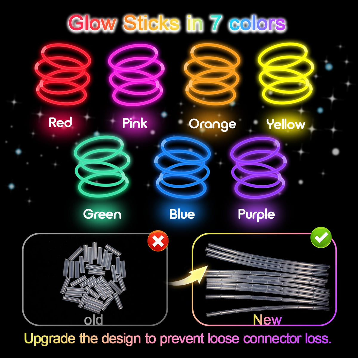 JICUICUI Glow Sticks Bulk Party Pack Ultra Bright 500pk Glow - JICUICUI Official Imagery - 7