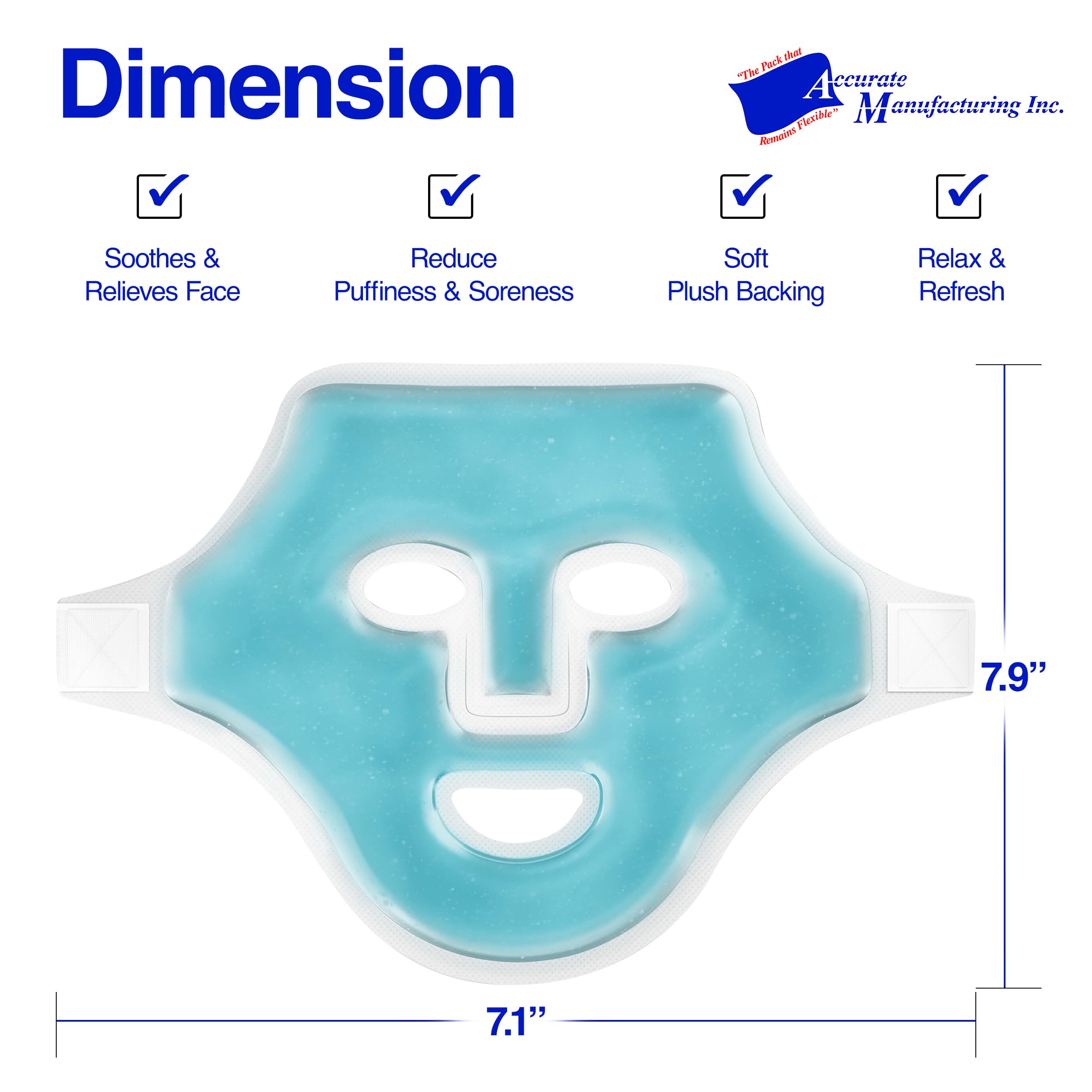 Skin Care Face Mask Ice Pack - Cold Face Ice Mask with Straps, Ice Mask for Face, Flexible and Reusable Cooling Face Mask and Eye Mask for Removing Puffiness and Tightening Pores