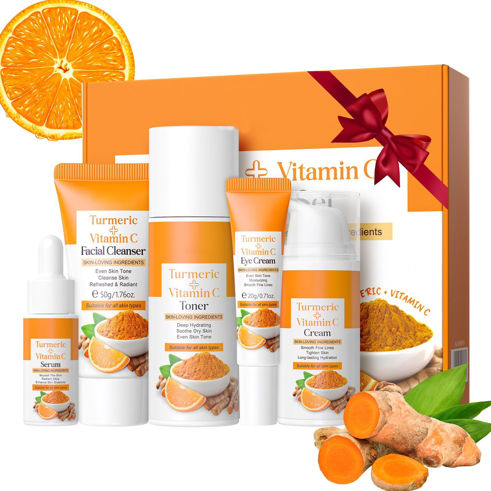 Vitamin C Turmeric Skincare Gift Set for Women, Complete Kit - Product Imagery