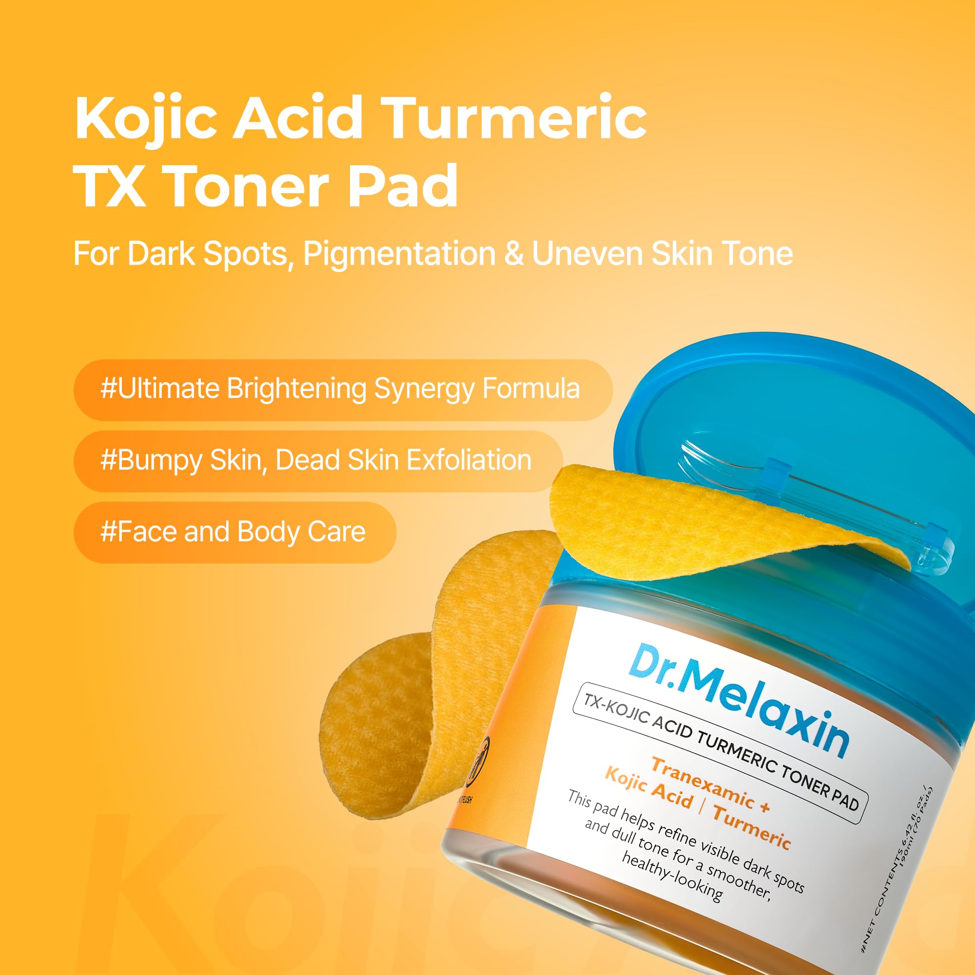 Dr.Melaxin TX Kojic Acid Turmeric Toner Pads with Tranexamic - Dr.Melaxin