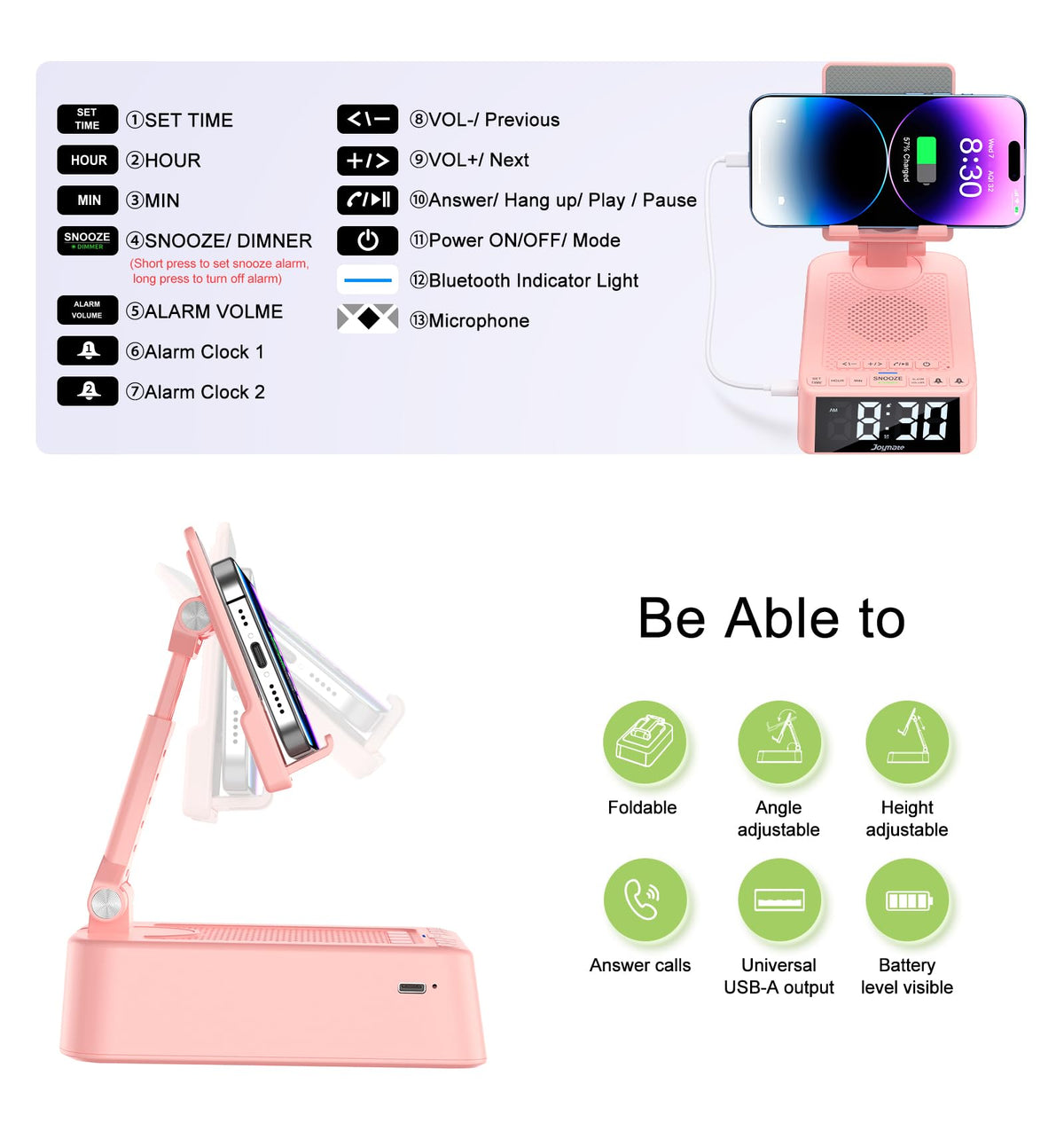 Gifts for Women Girls Phone Stand with Bluetooth Speaker 360 - Joymate Official Imagery - 6