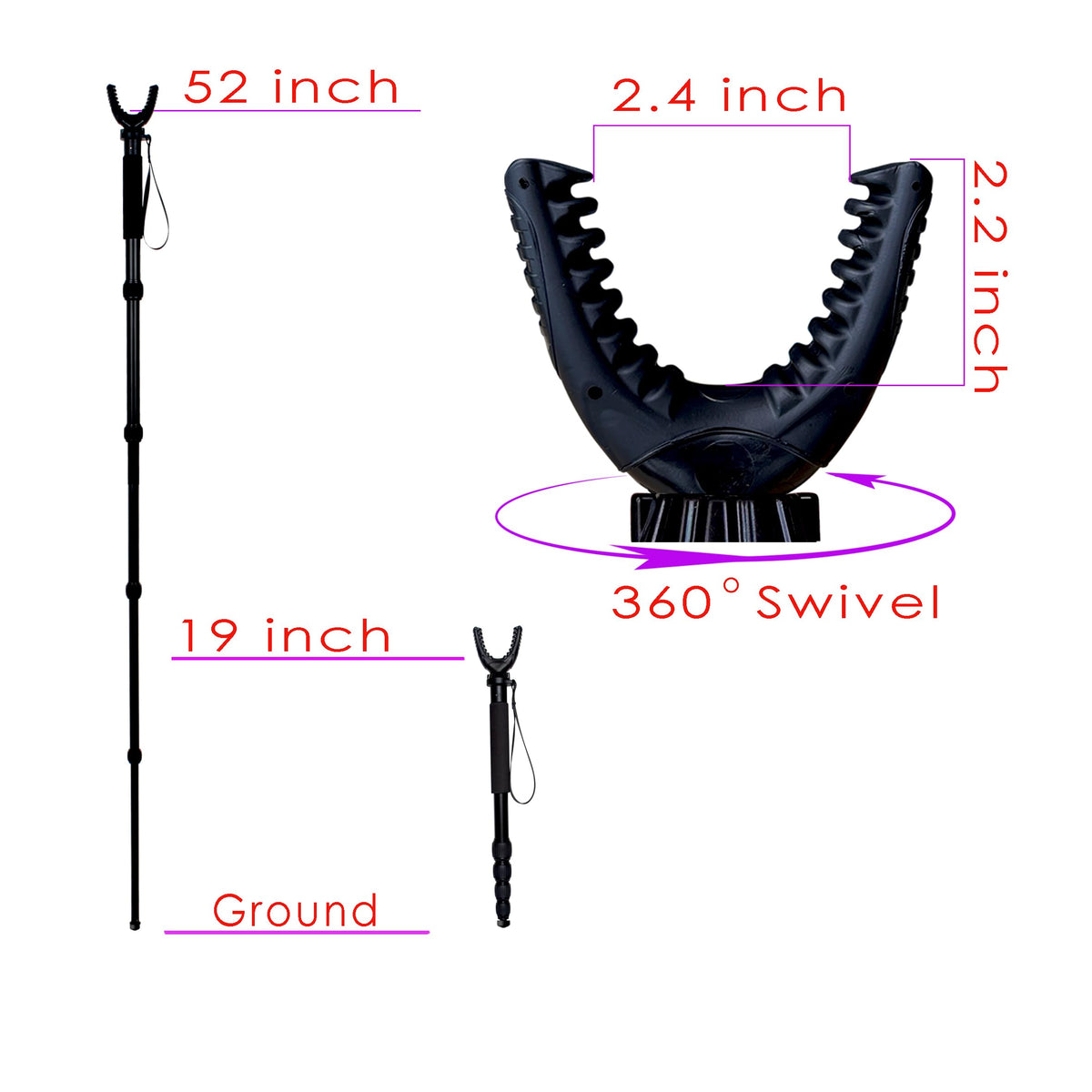 AUSCAMOTEK Rifle Shooting Stick Aluminum Gun Monopod Resting - AUSCAMOTEK Official Imagery - 4