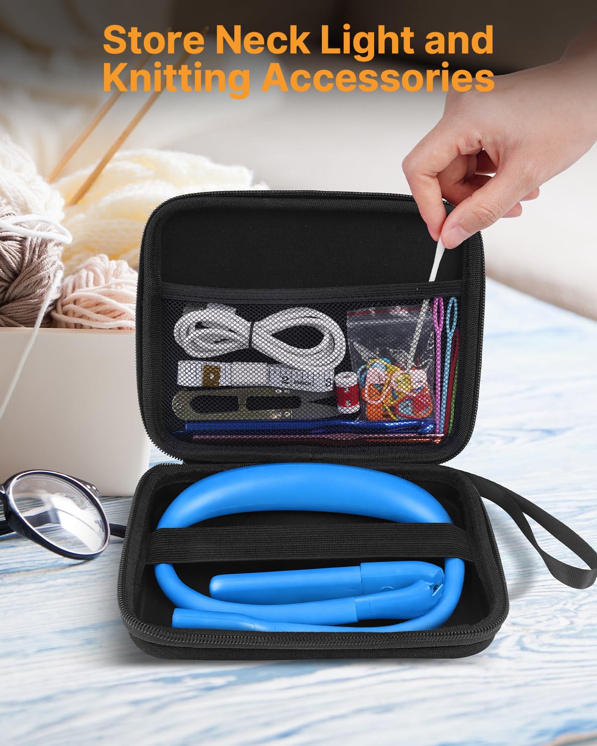 EastPin Neck Book Light with Storage Case, 3 Color Dimmable Reading Li - View 3