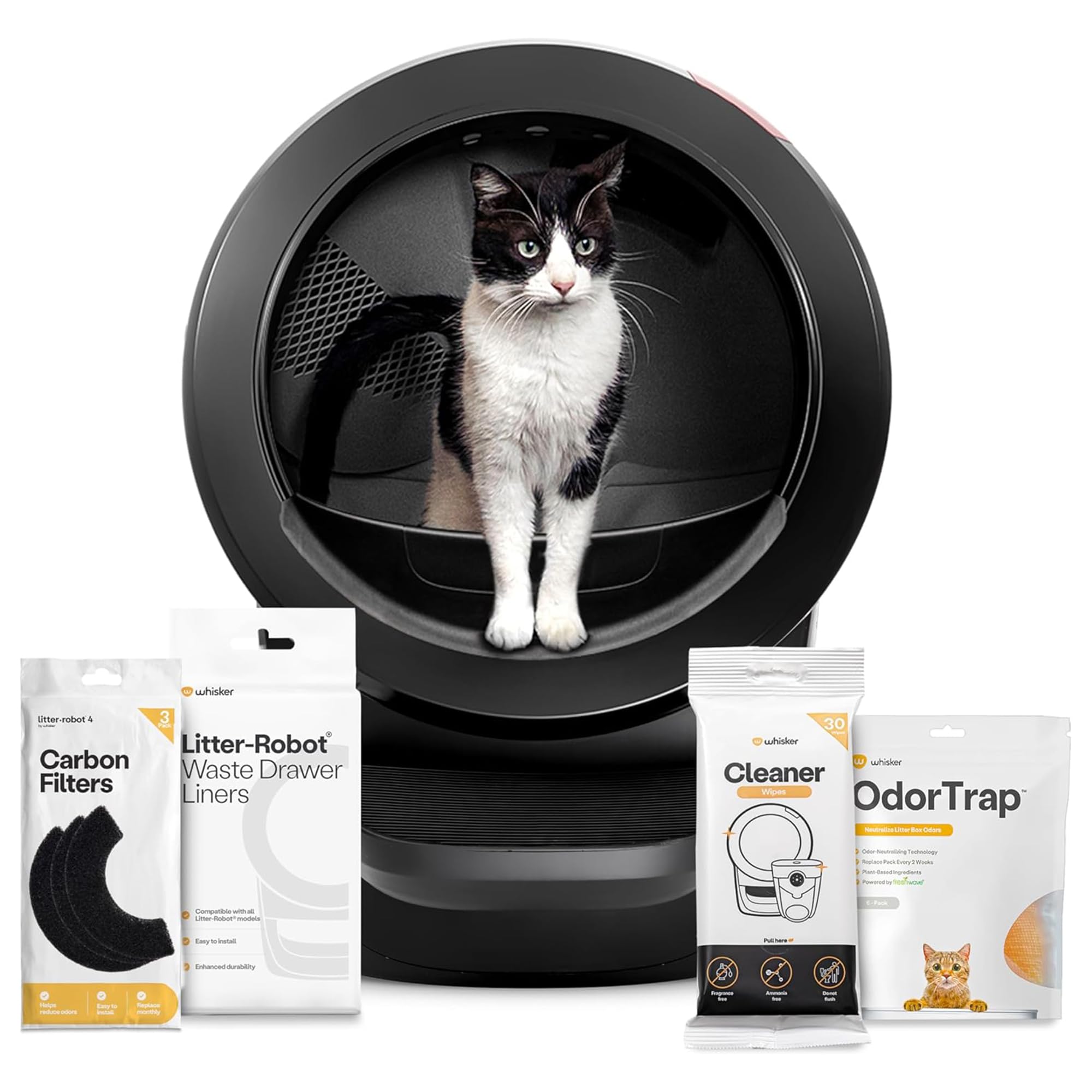 Litter-Robot 4 with Step & Fence by Whisker, Black - Automatic - Whisker Official Product View 9