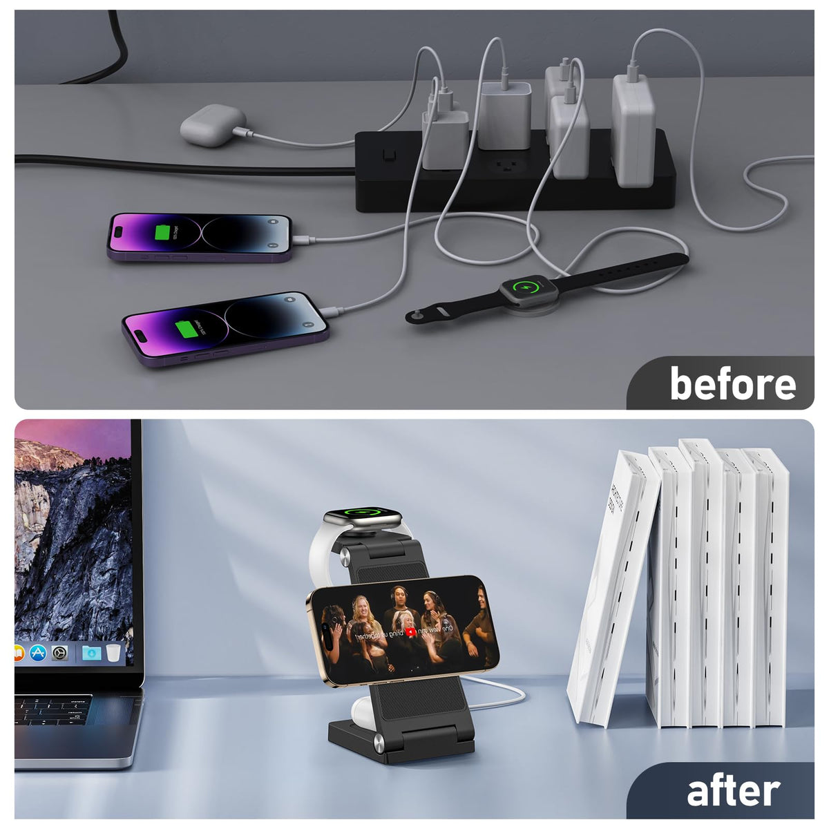 Magnetic Wireless Charger Stand 3 in 1 Foldable Wireless - GEJIUCAI Official Imagery - 7