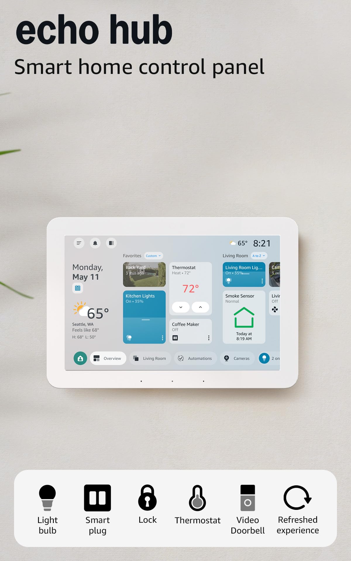 Amazon Echo Hub  , 8", Redesigned with customizable control and A - Amazon Official Product View 1