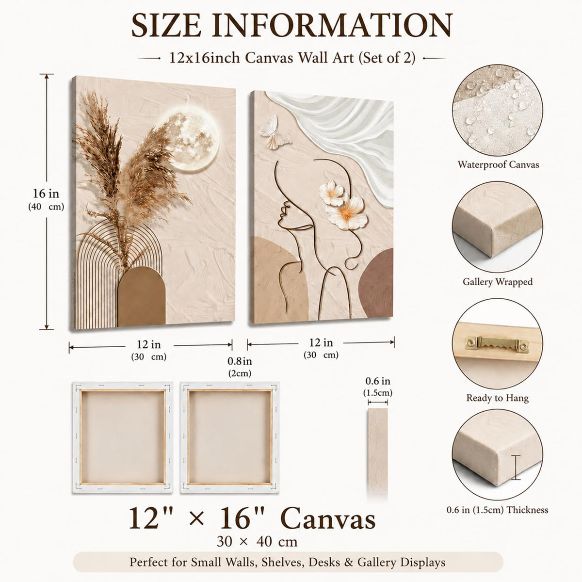 Abstract Line Woman Face with Pampas Grass Moon Canvas Wall - TJRRKYHY Official Imagery - 5