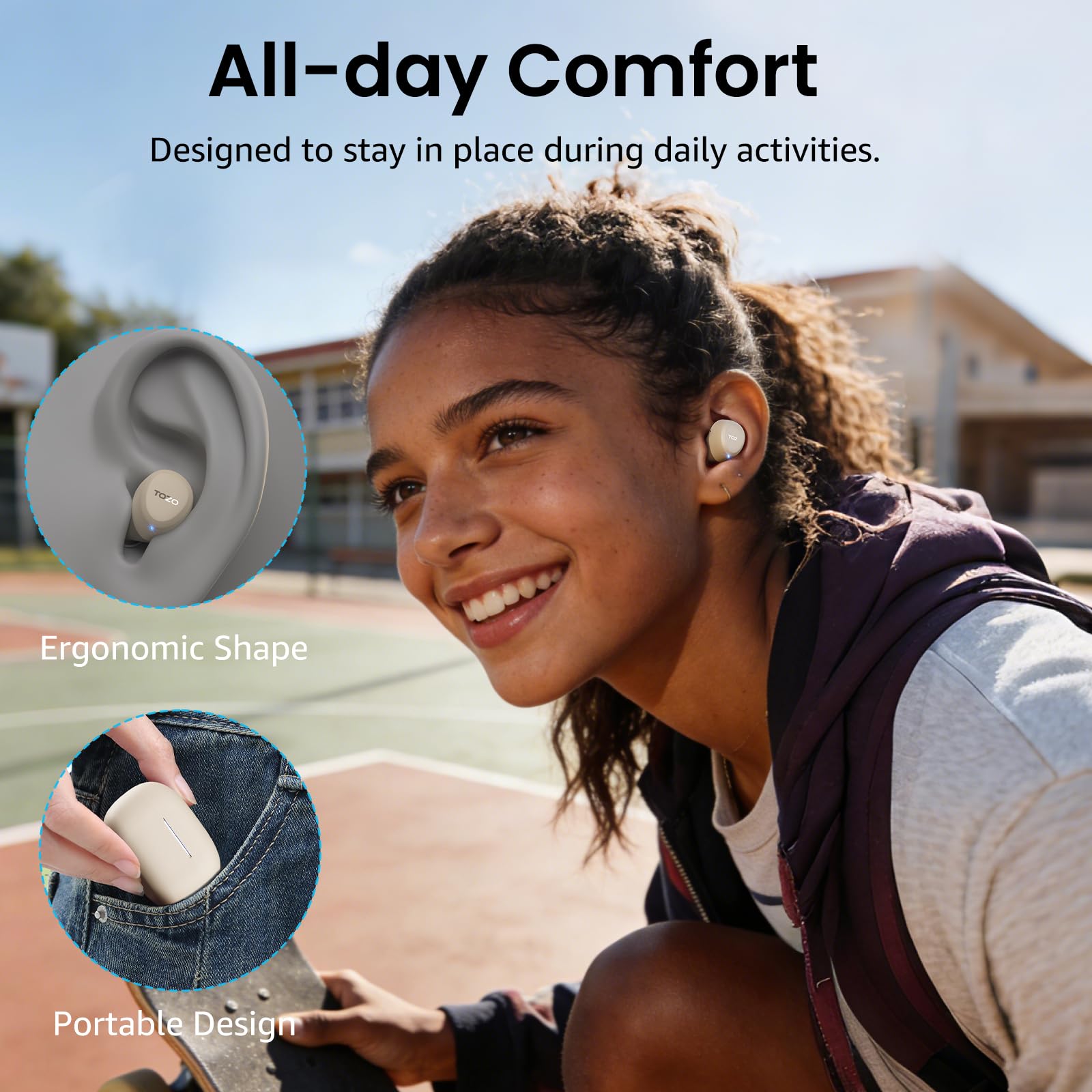 TOZO A1 Wireless Earbuds Bluetooth 5.3 Light Weight in Ear Headph - TOZO Official Product View 2