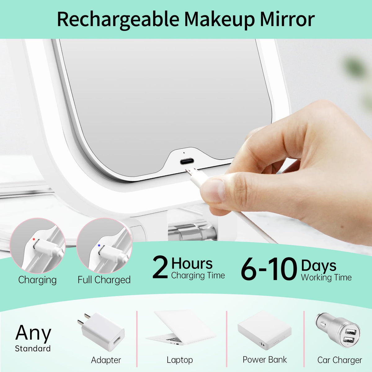 7 Rechargeable Travel Makeup Mirror 30X Magnification - FASCINATE Official Imagery - 7